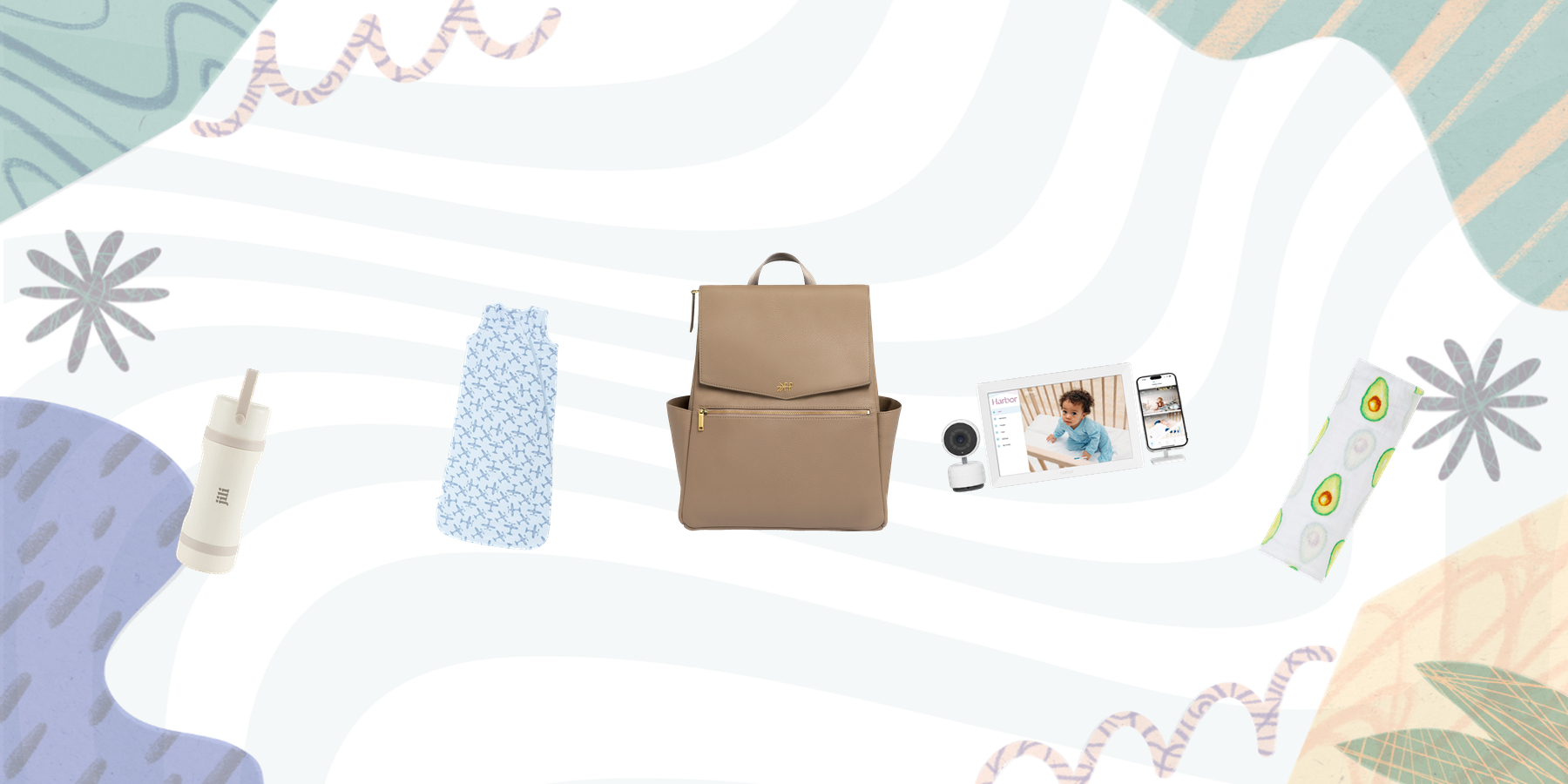 Baby registry quiz essentials: diaper bag, sleep sack, baby monitor, bottle and swaddle