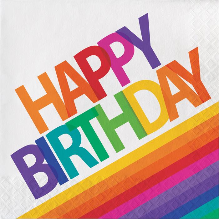 Foil Rainbow Stripe 'Happy Birthday' Wrapping Paper Roll 4ft x 30in