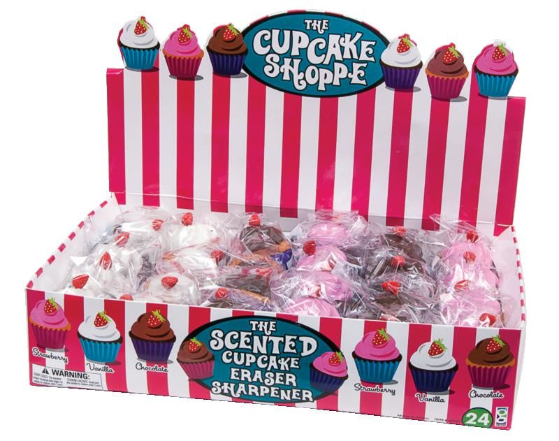 Cupcake Shoppe Scented Pencil Sharpener And Eraser - 24 Per Display