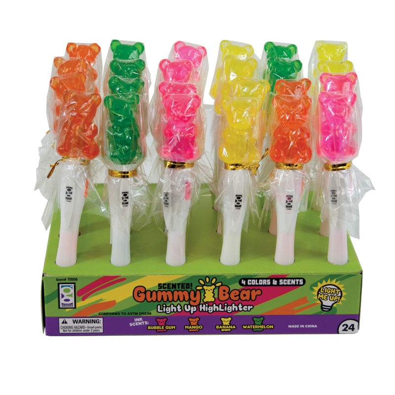 Scented Gummy Bear Light-up Highlighters - 24 Per Display