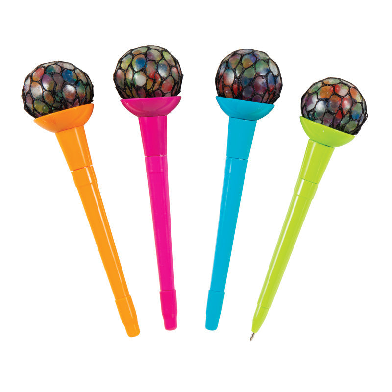 Rainbow Mesh Ball Pens - 12 Per Display