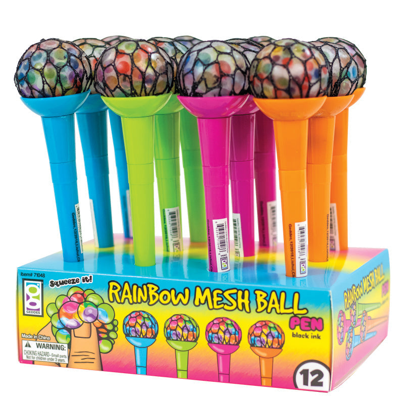 Rainbow Mesh Ball Pens - 12 Per Display