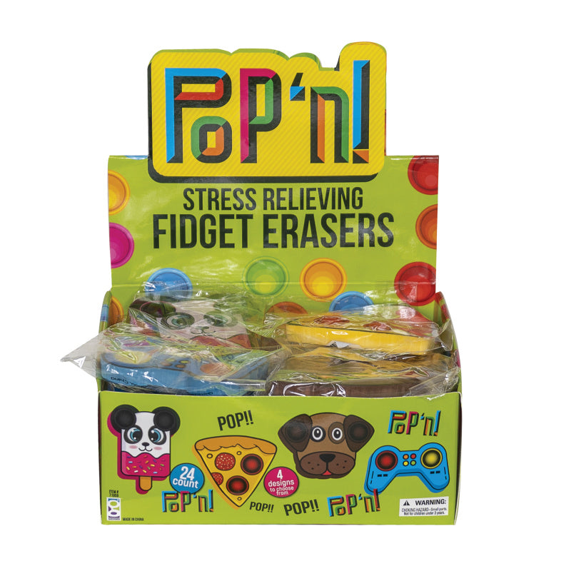Pop N Erasers - 24 Per Display