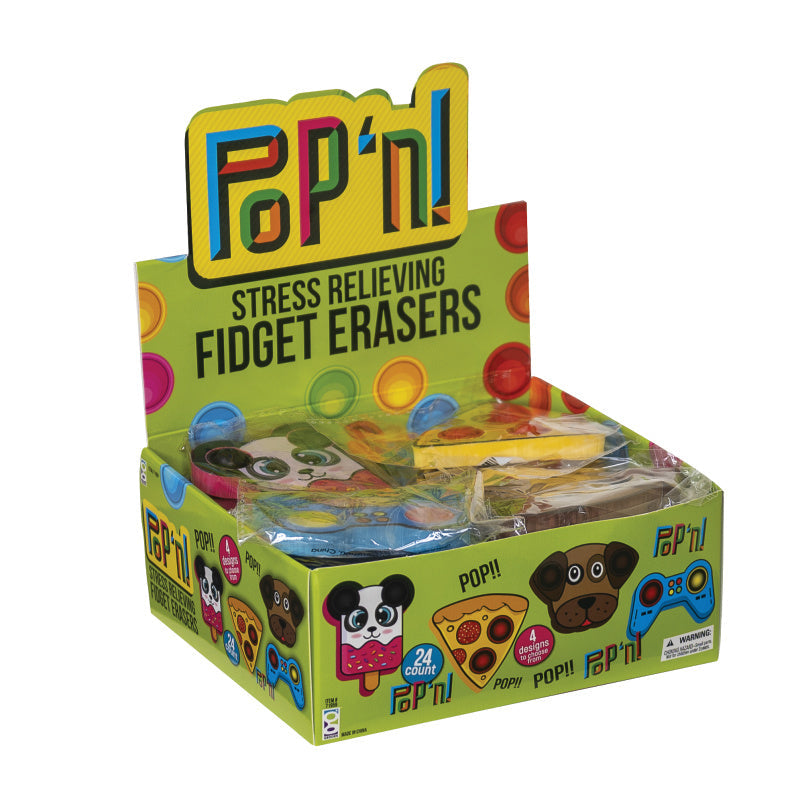 Pop N Erasers - 24 Per Display