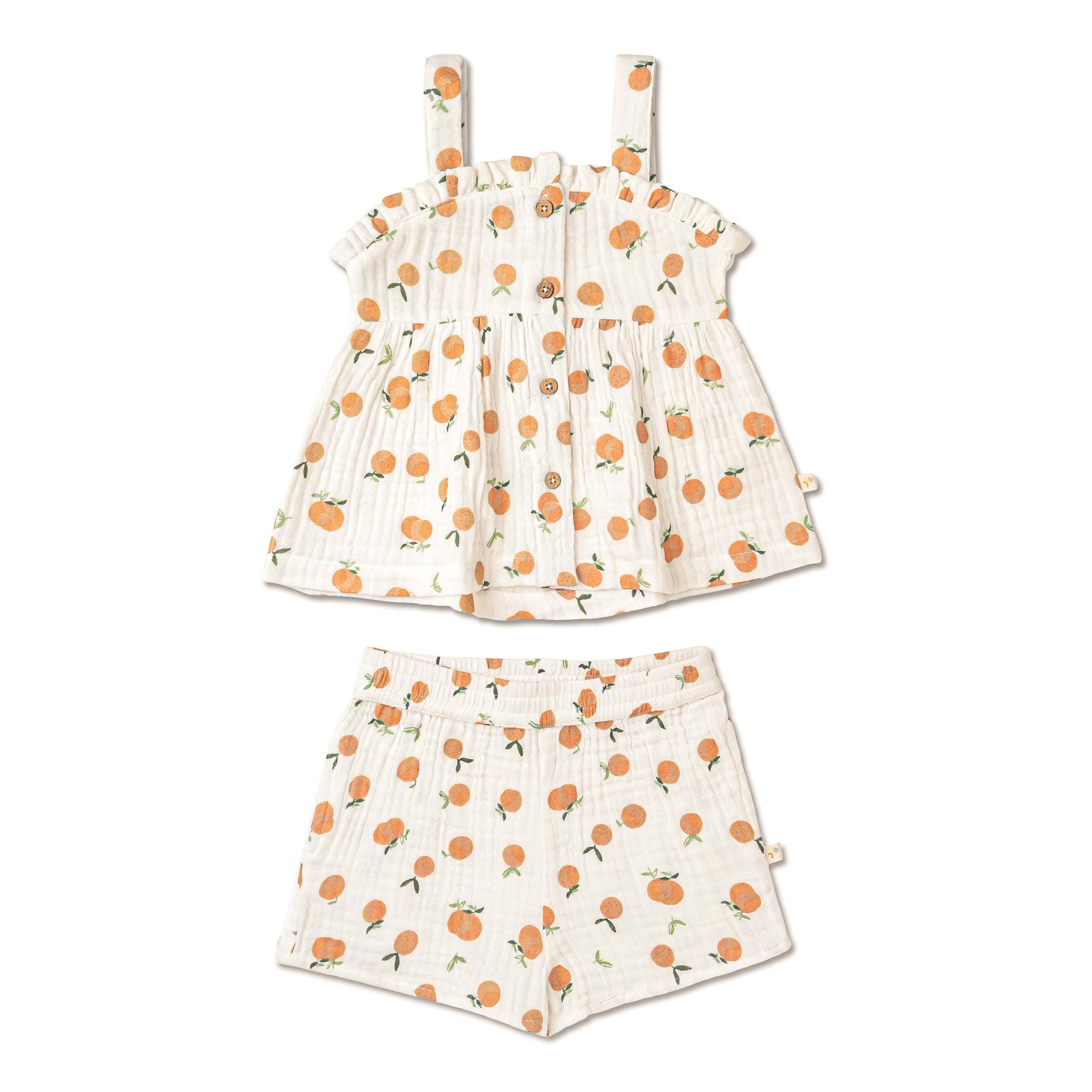 Organic Peplum Top & Shorts Set - Mandarin