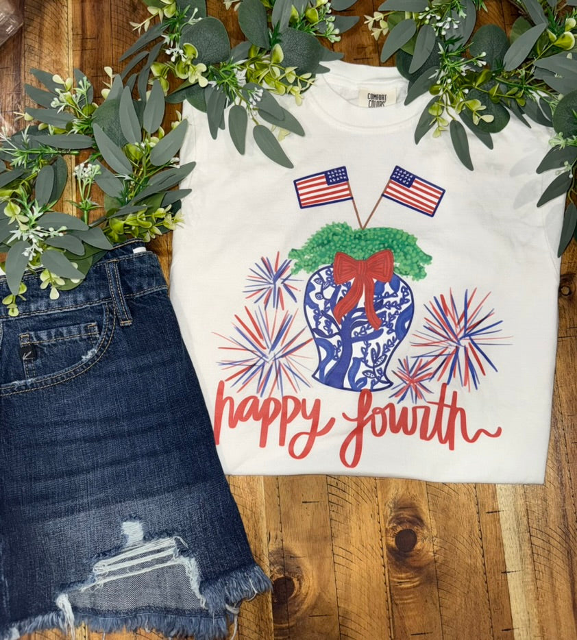 Happy Fourth Comfort Color Tee - Adult