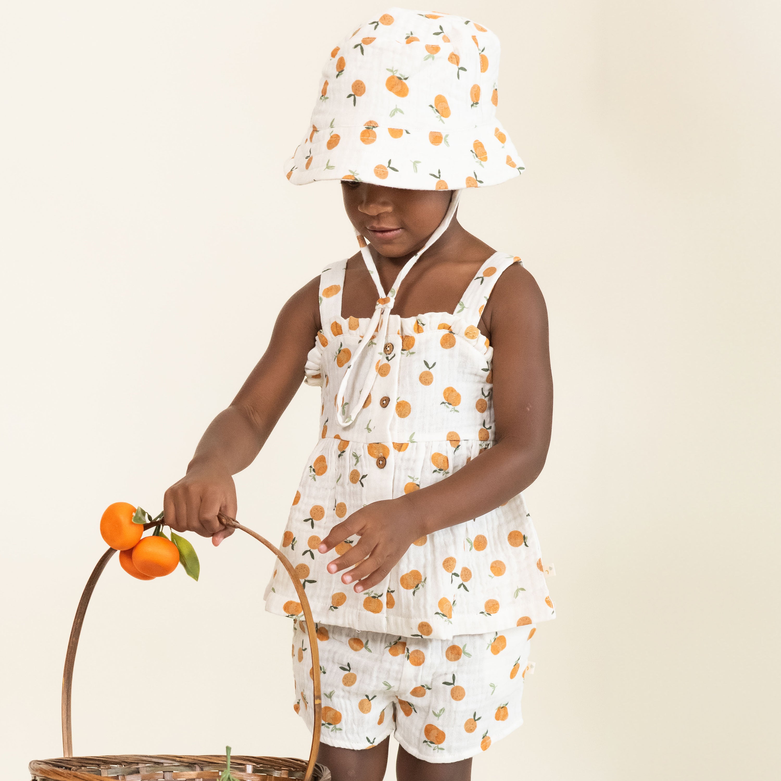 Organic Peplum Top & Shorts Set - Mandarin