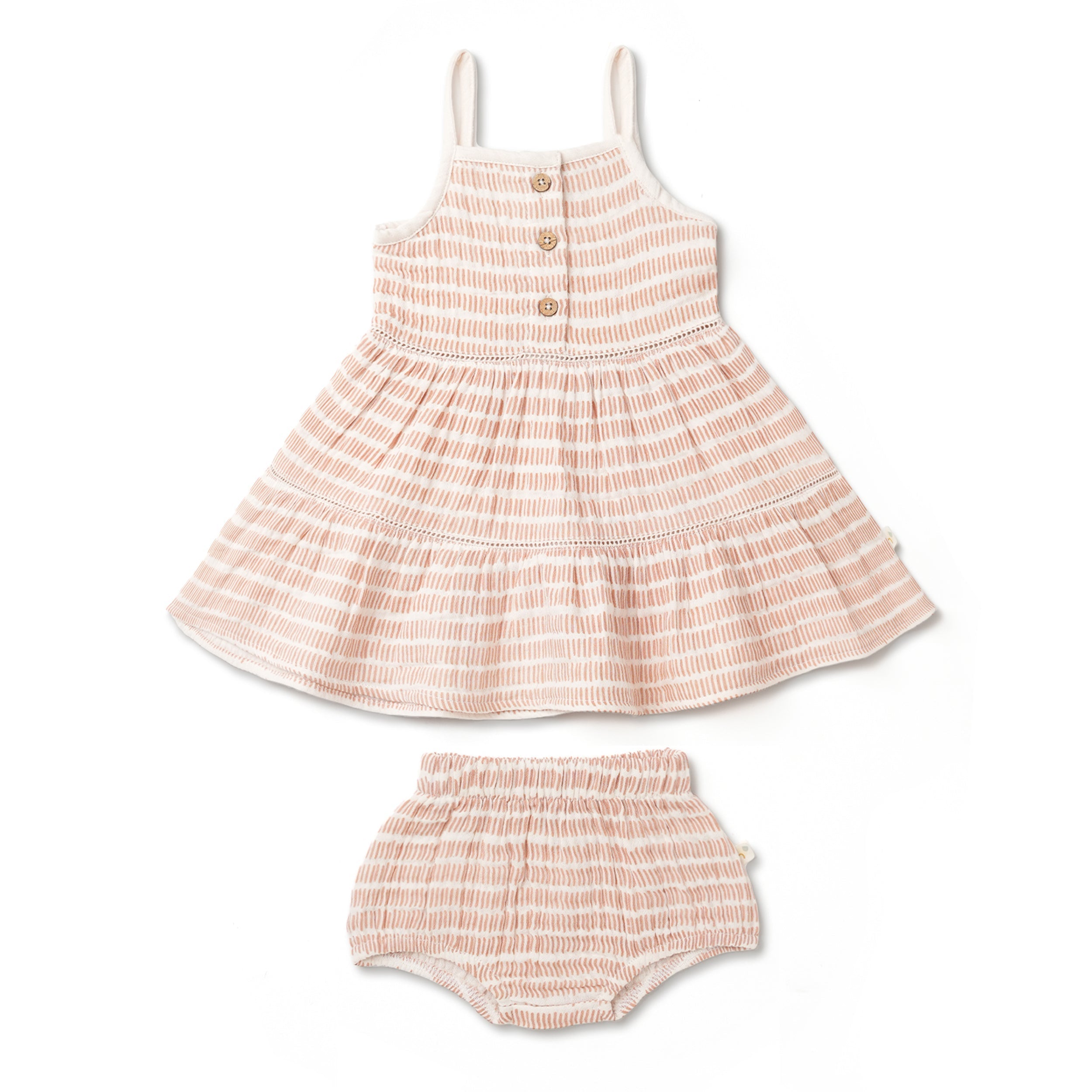 Organic Buttoned Tiered Dress - Dash Lines