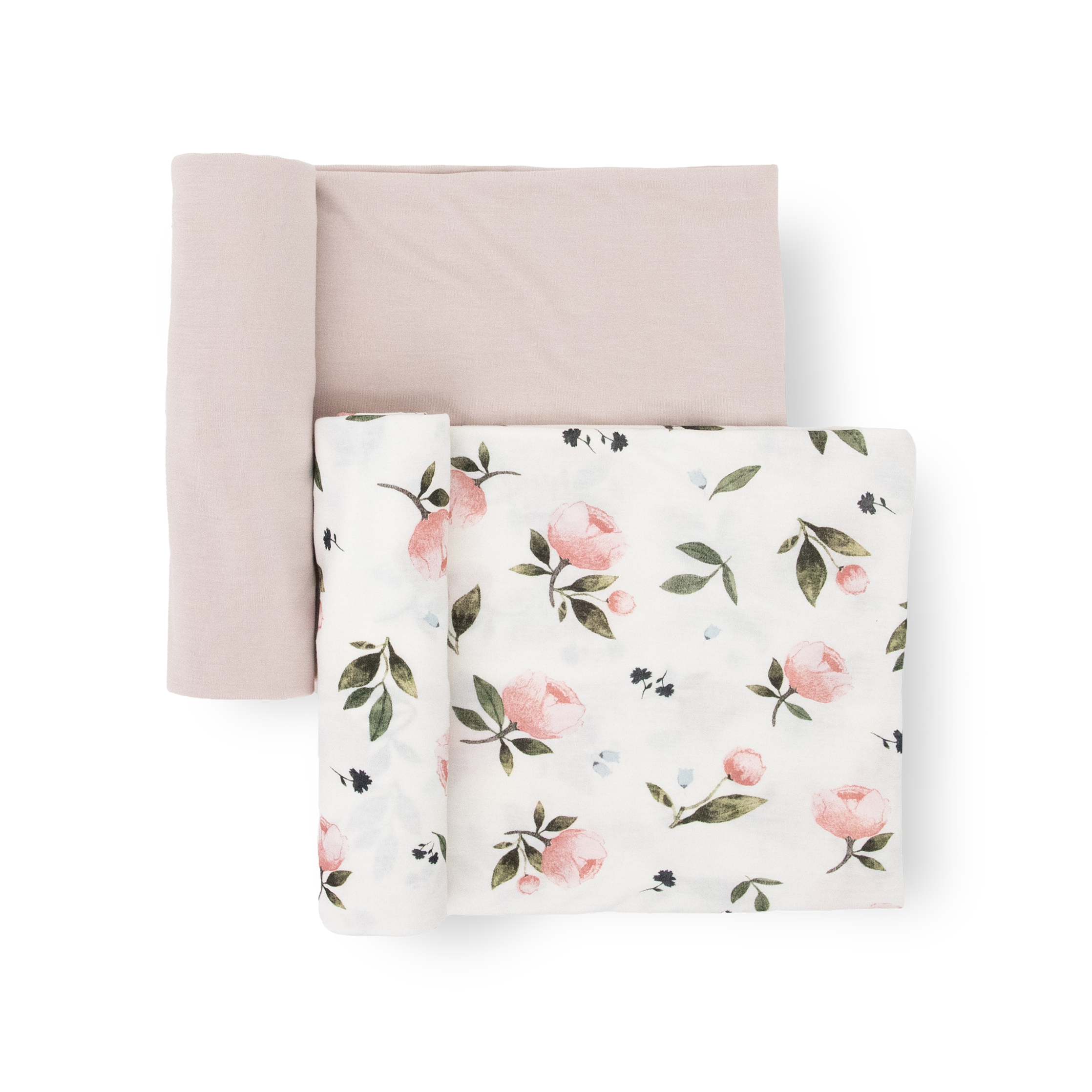 Stretch Knit Swaddle Blanket 2 Pack - Watercolor Rose