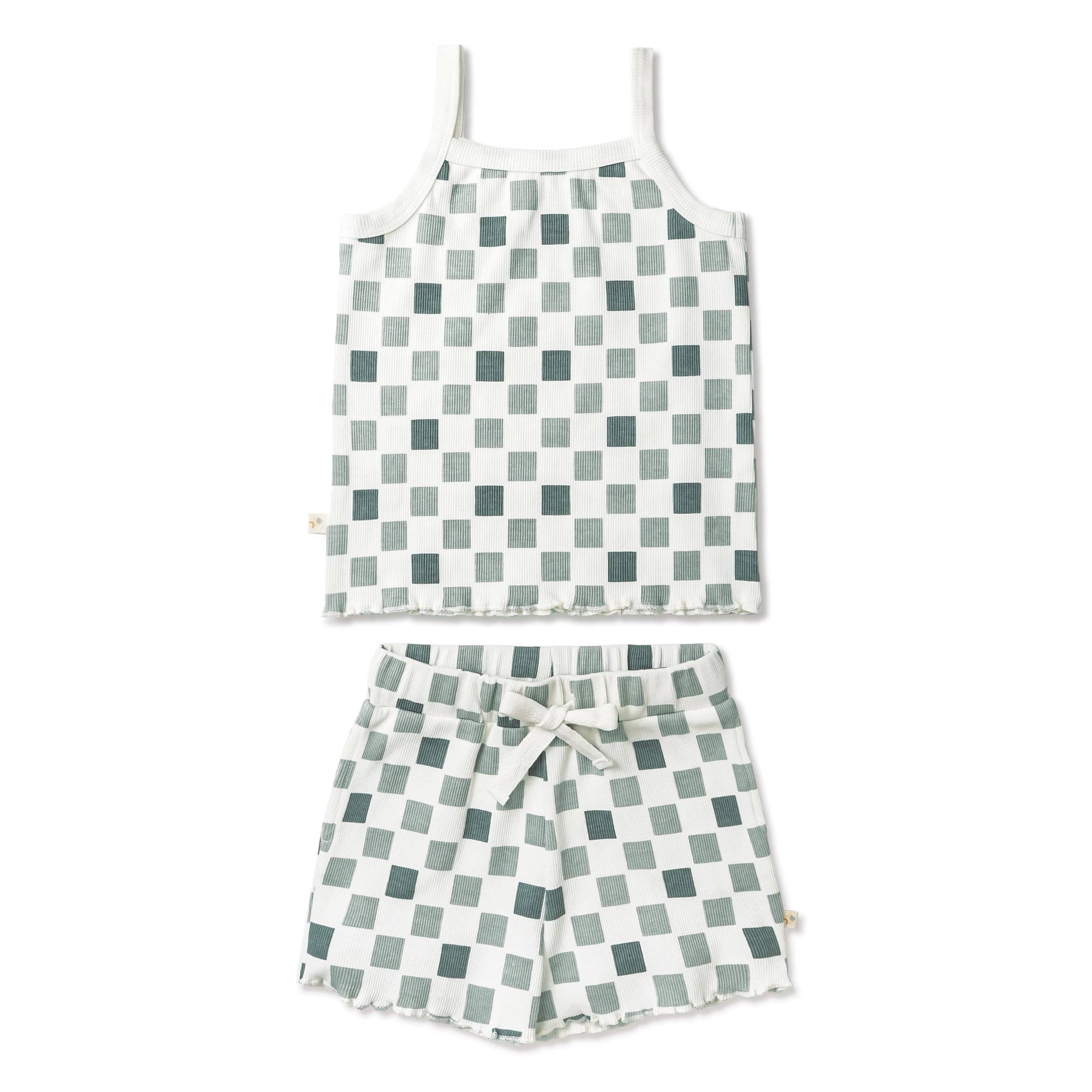Organic Spaghetti Top & Short Set - Chequered