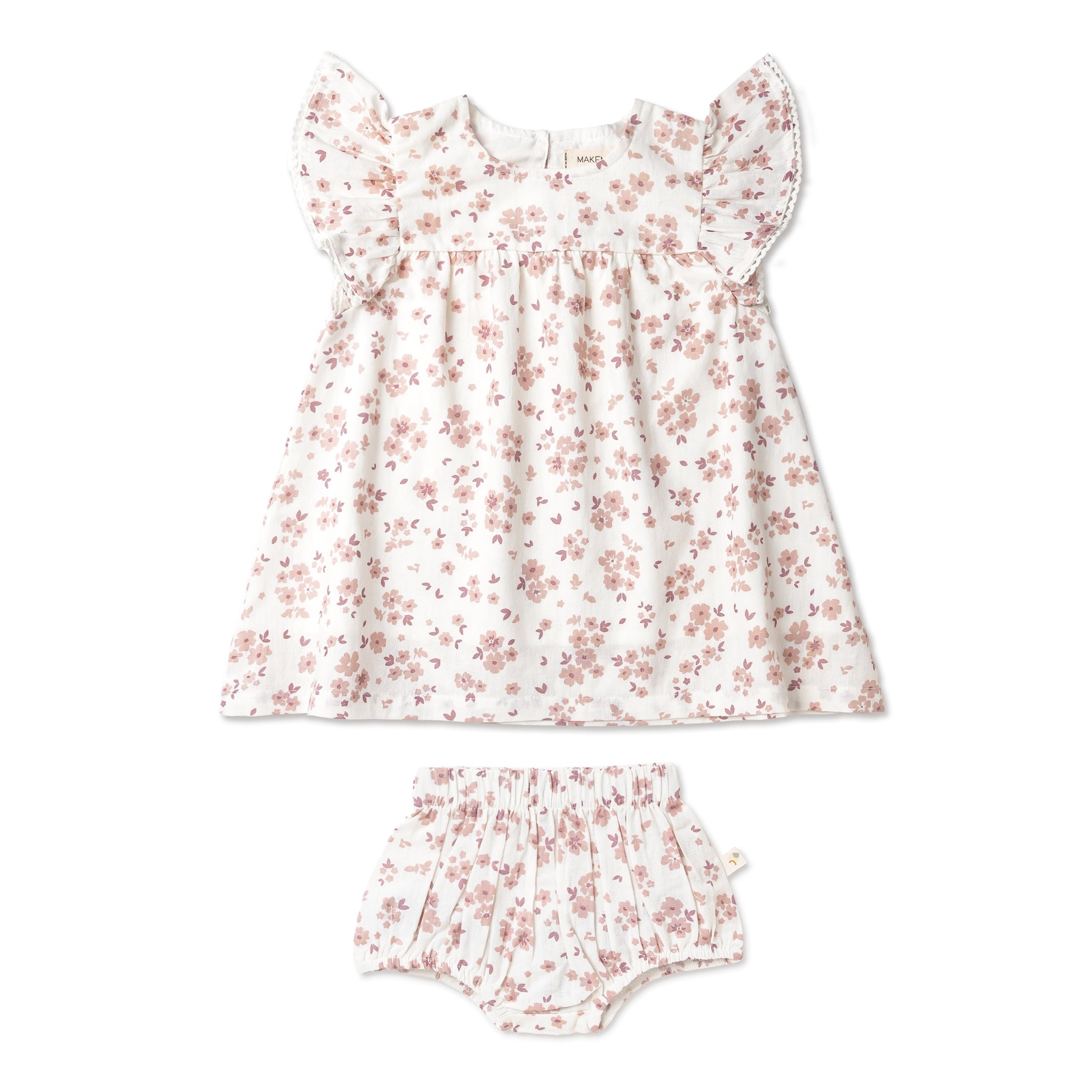 Organic Short Sleeve Flutter Dress - Petit Floral