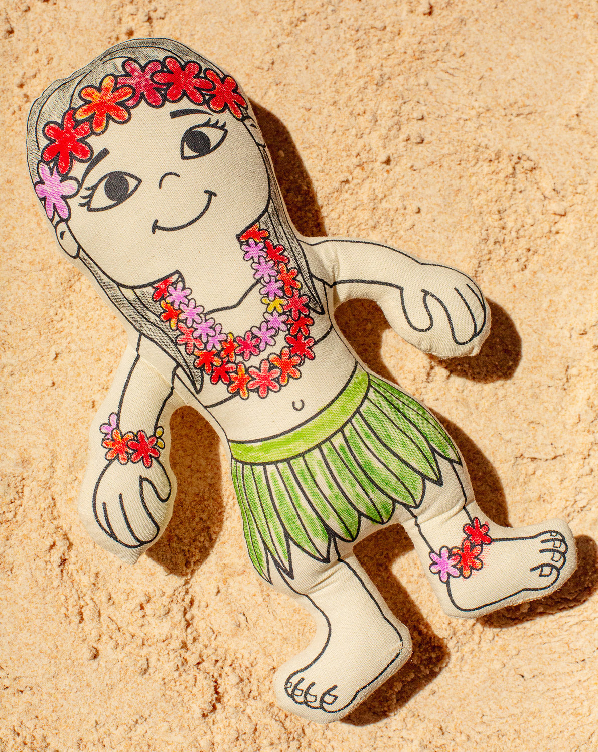 : Hula Girl With Mini Pineapple Backpack - Colorable And Washable Doll For Creative Play