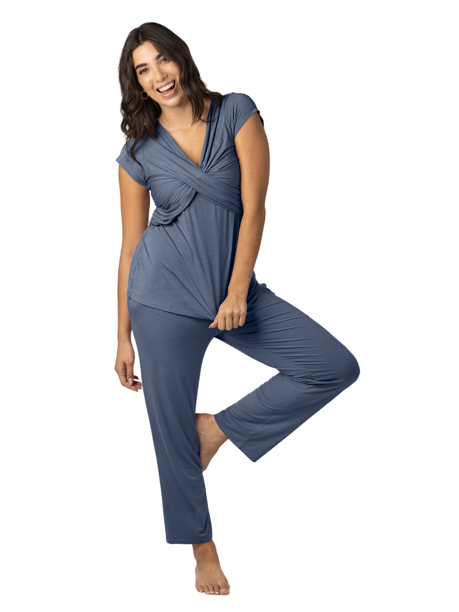 Davy Maternity & Nursing Pajama Set | Slate Blue