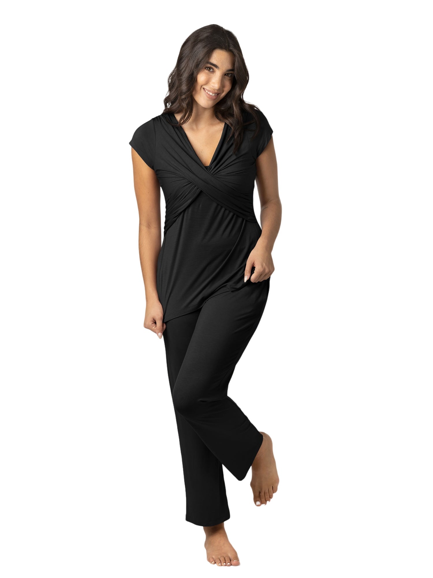 Davy Maternity & Nursing Pajama Set | Black