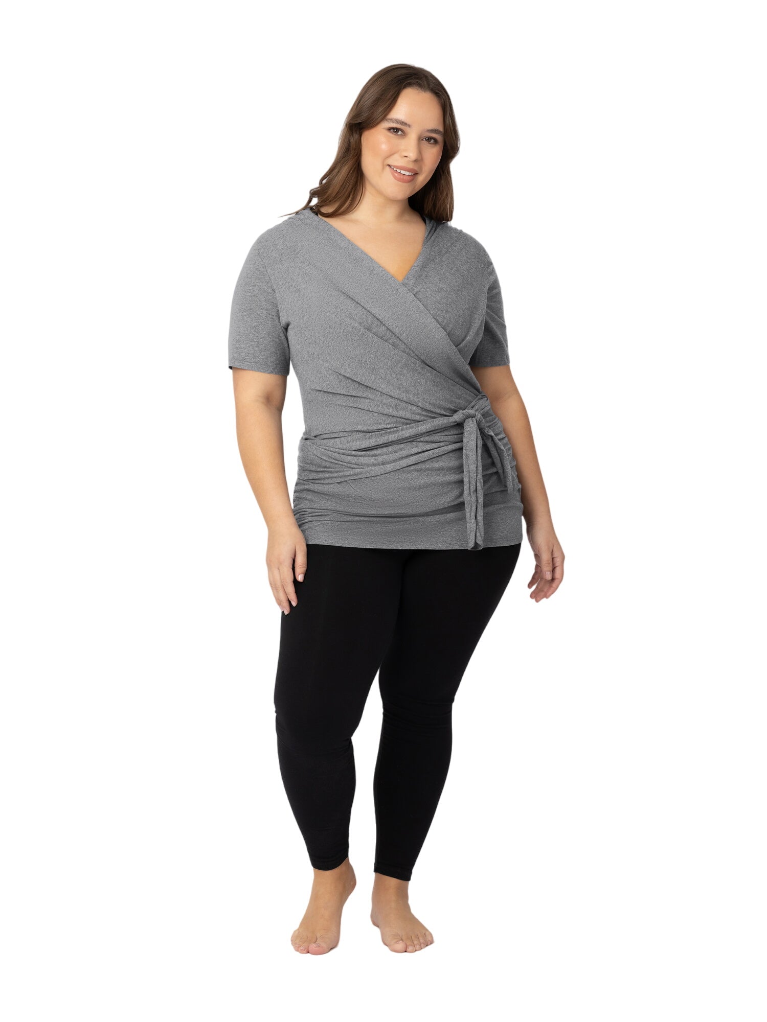 Organic Cotton Skin To Skin Wrap Top | Charcoal Grey Heather