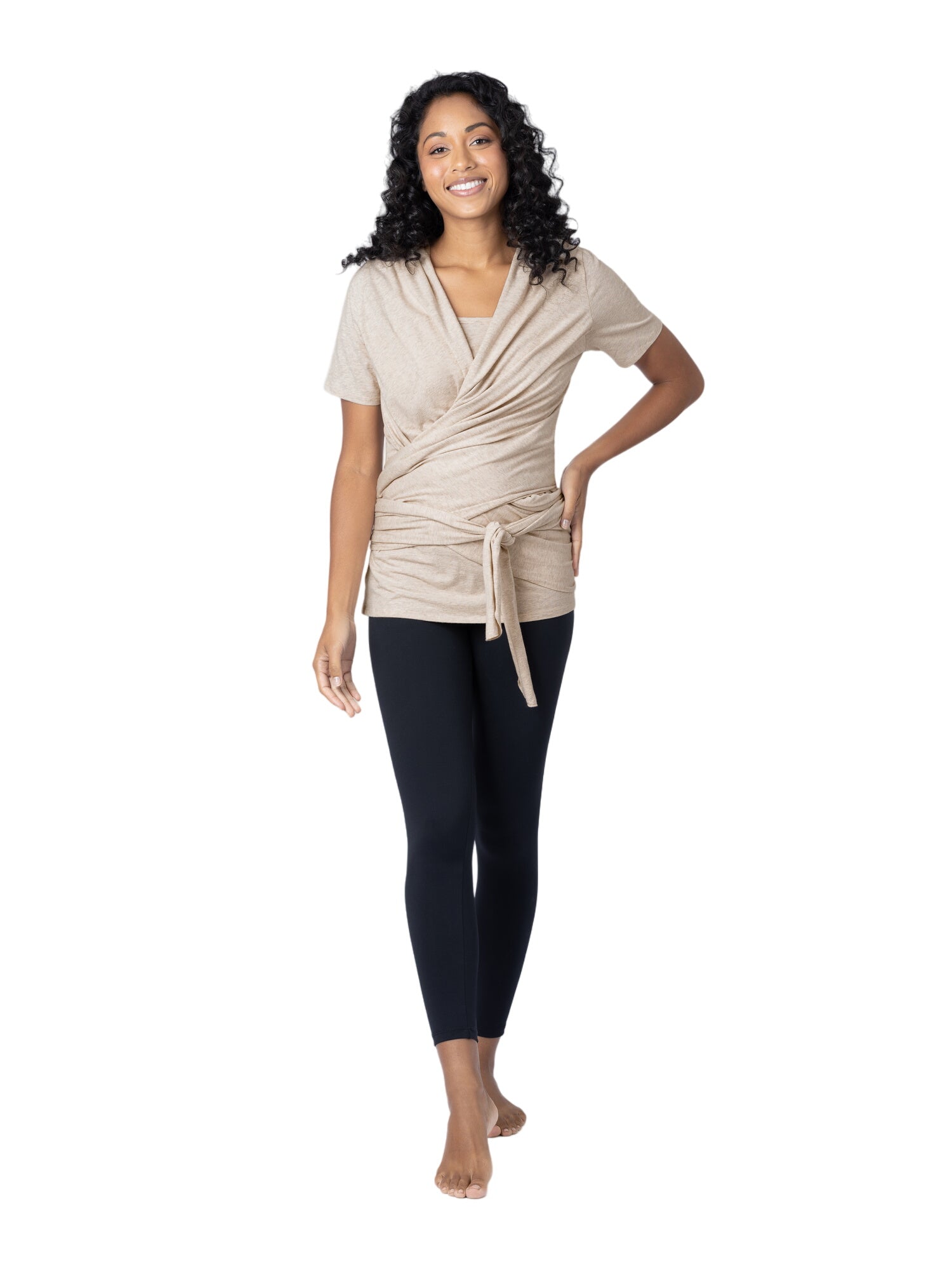 Organic Cotton Skin To Skin Wrap Top | Oatmeal Heather
