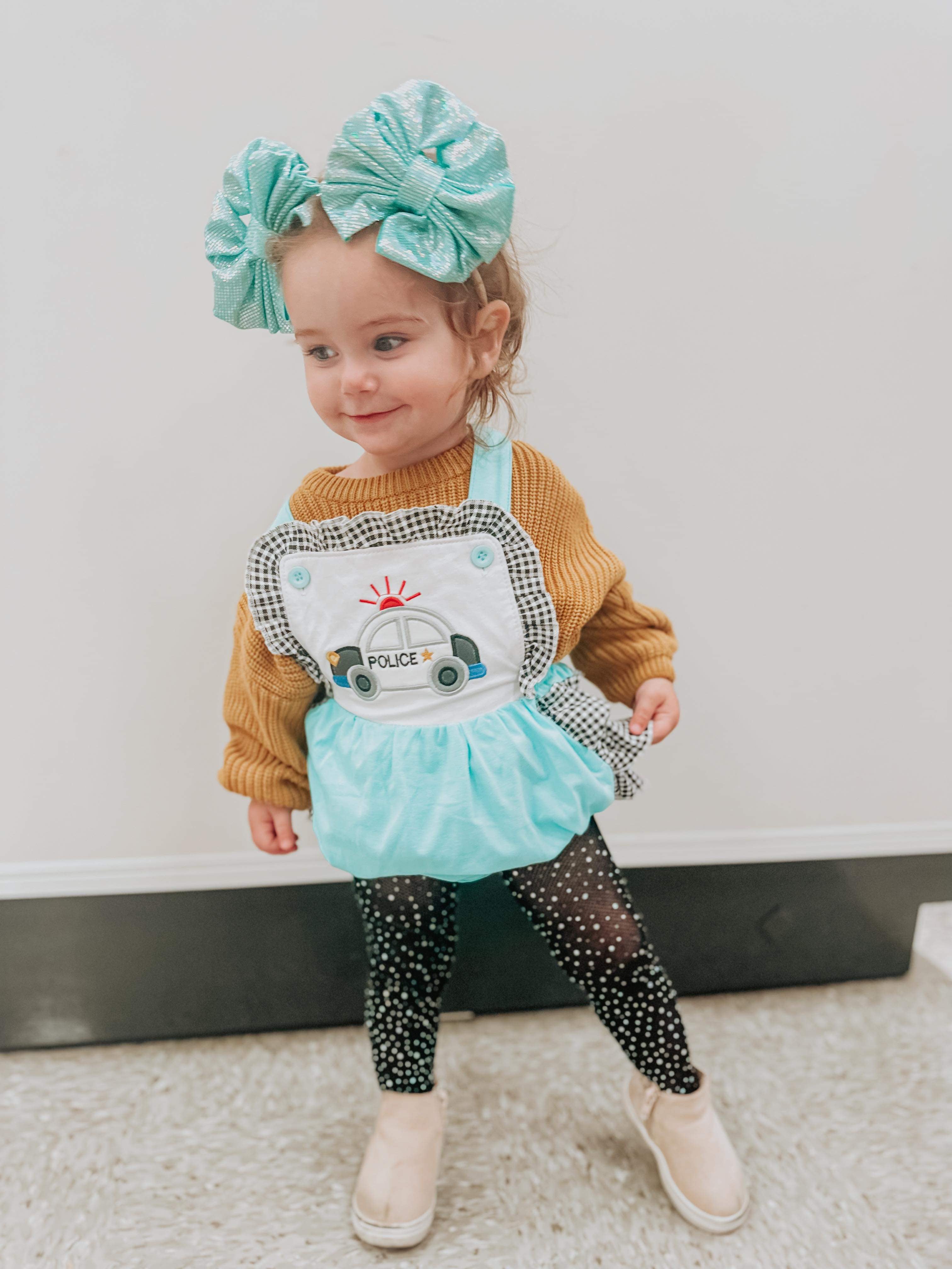 Baby Girl Police Bubble Romper Only