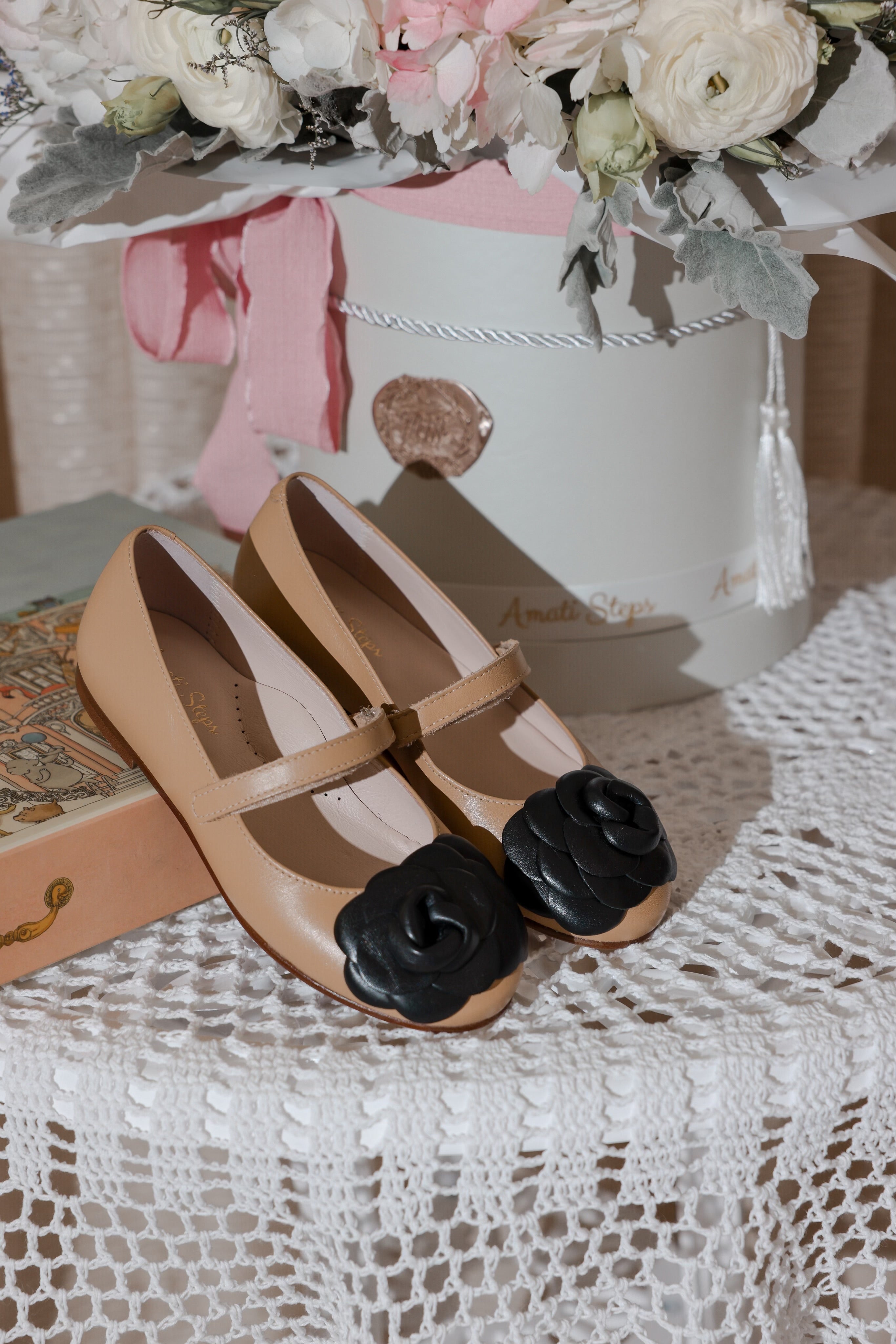 Camille- Tan/black Leather Mary Jane Shoes