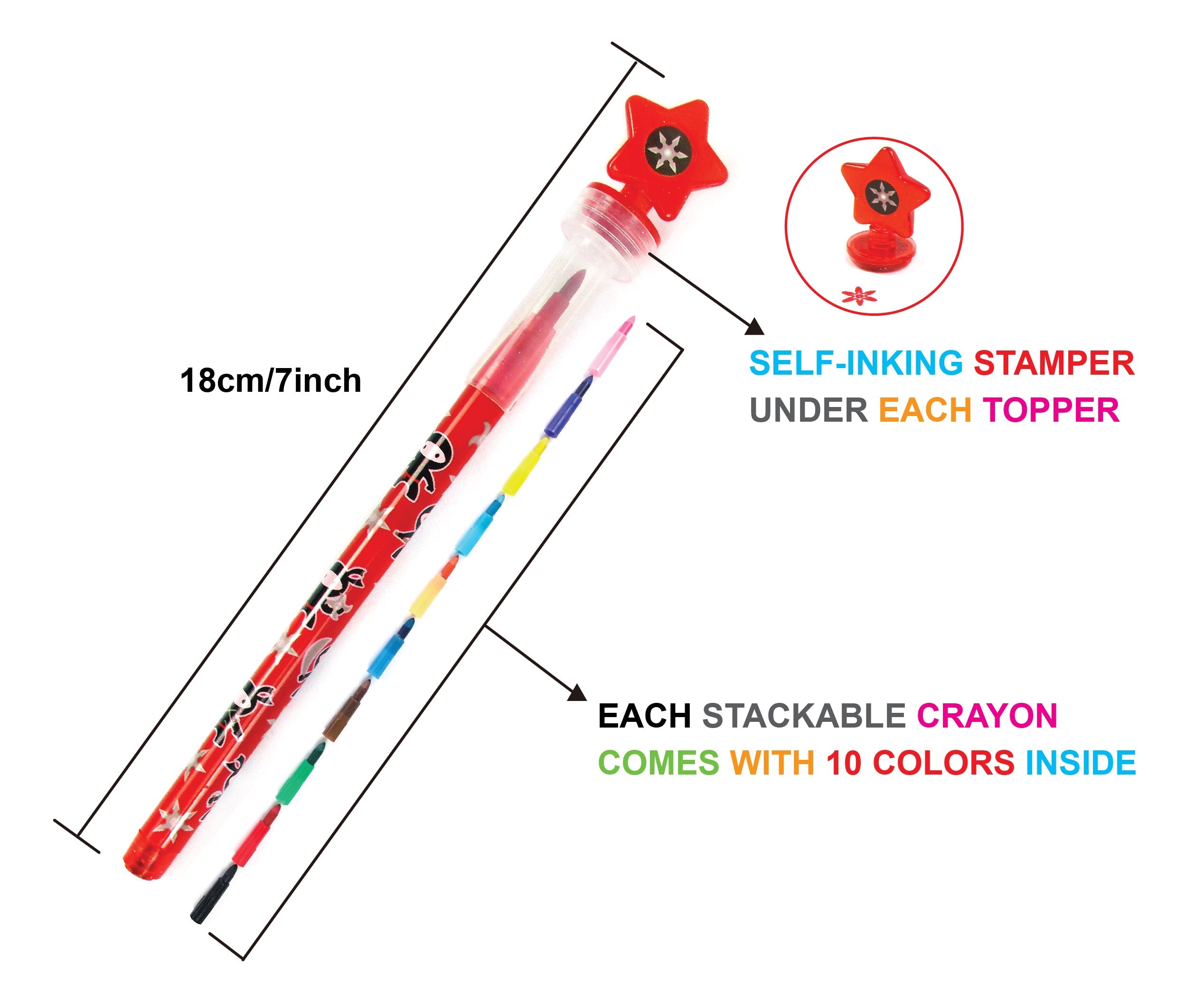 Ninja Stackable Crayon With Stamper Topper