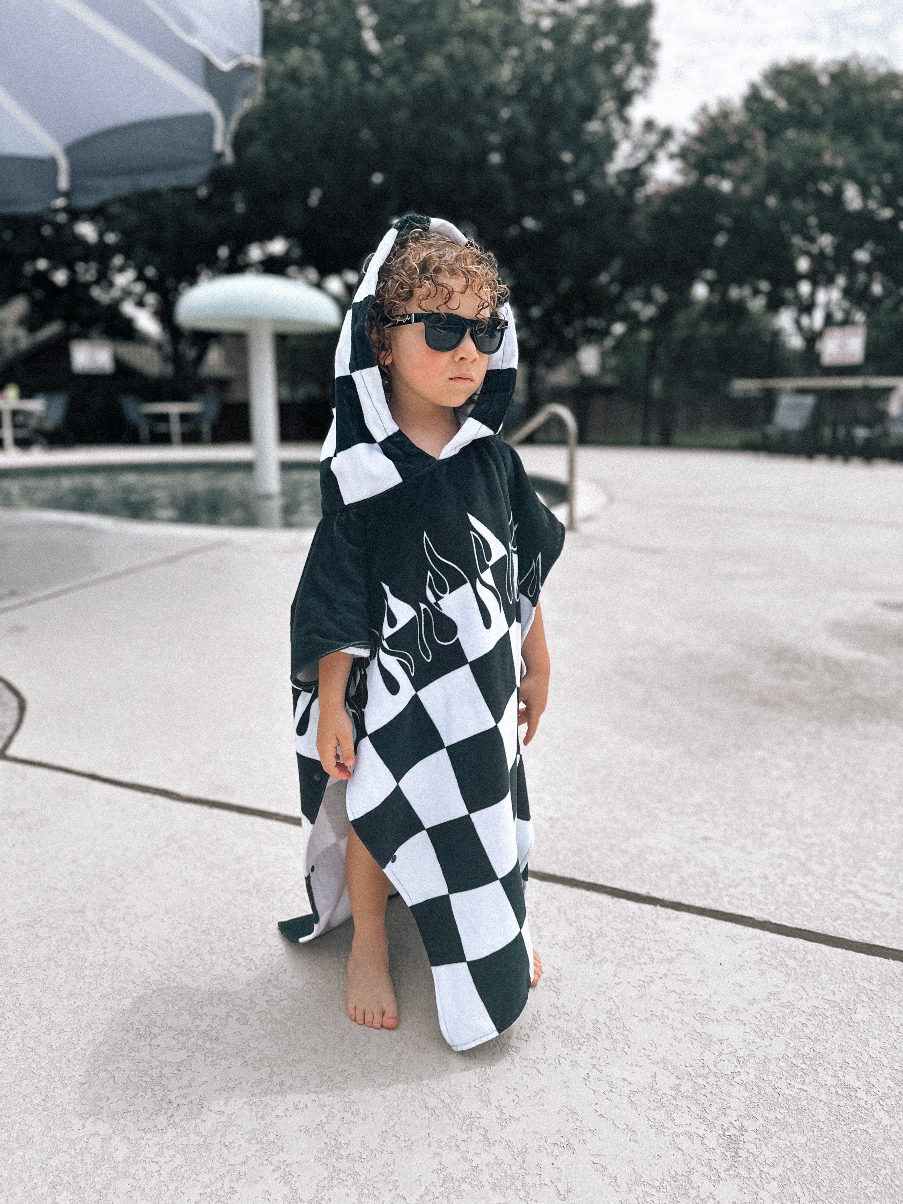Checker Flame Hooded Towel