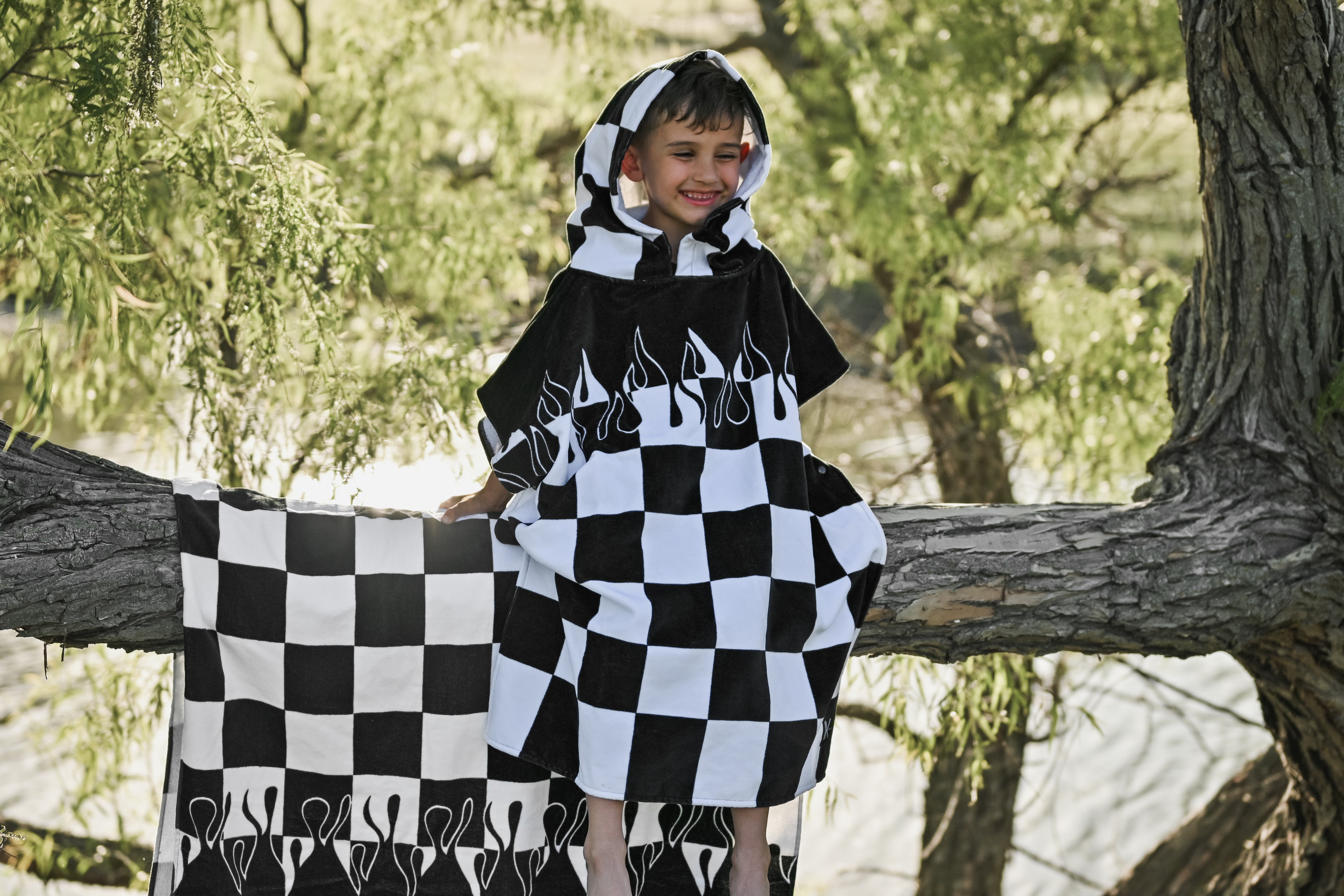 Checker Flame Hooded Towel