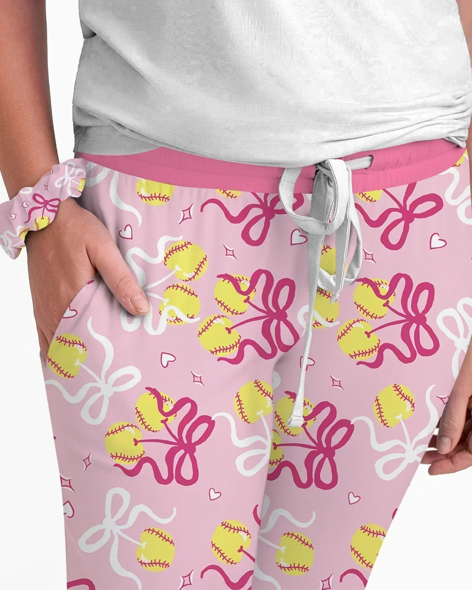 Softball Cherry Mom And Girl Matching Bamboo Women Pajama Set