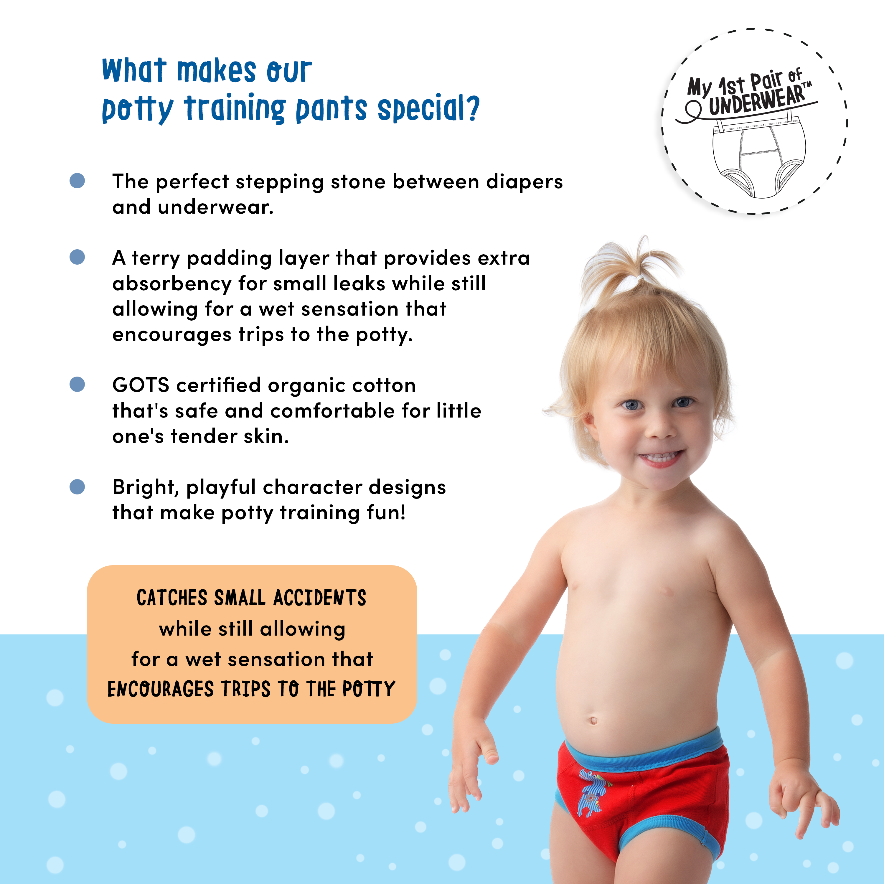 Toddler Organic Potty Training Pants (3-pk) - Ballerina Gals