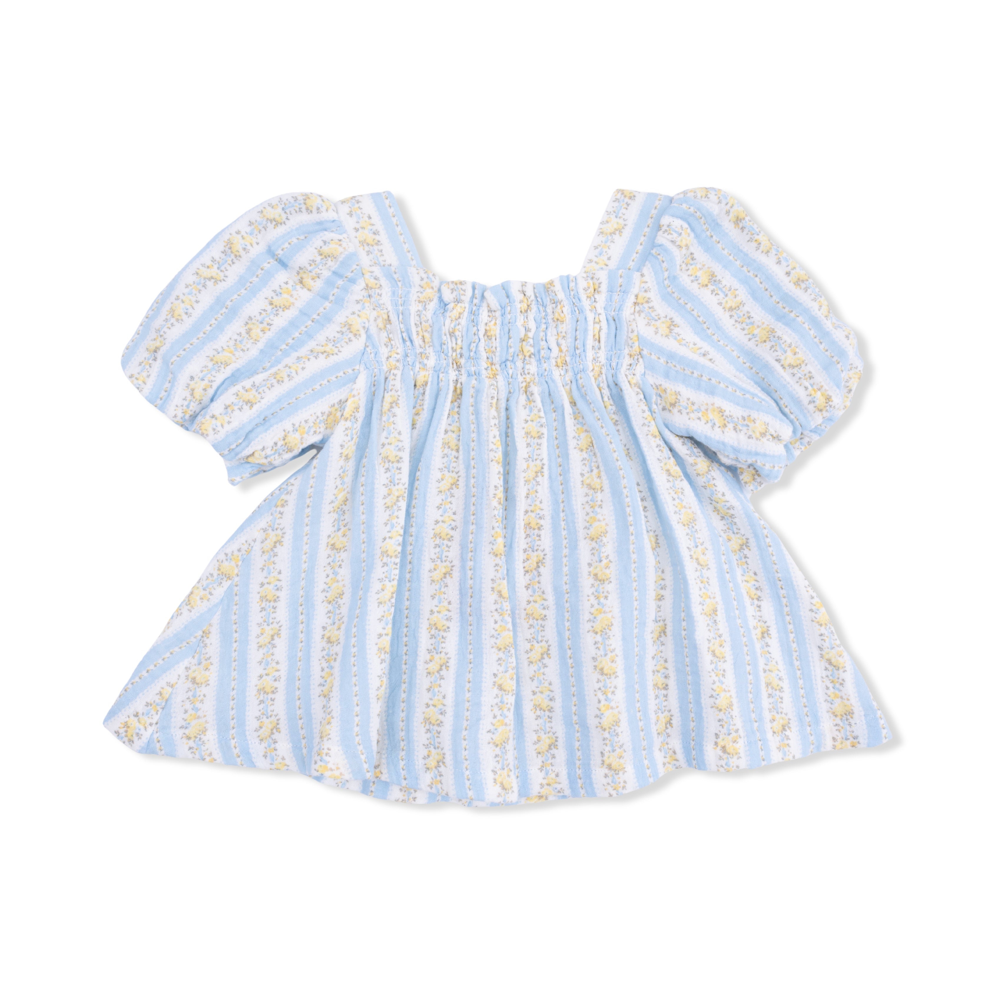 Odalys Floral Stripe - Puff Sleeve Dress With Bloomer
