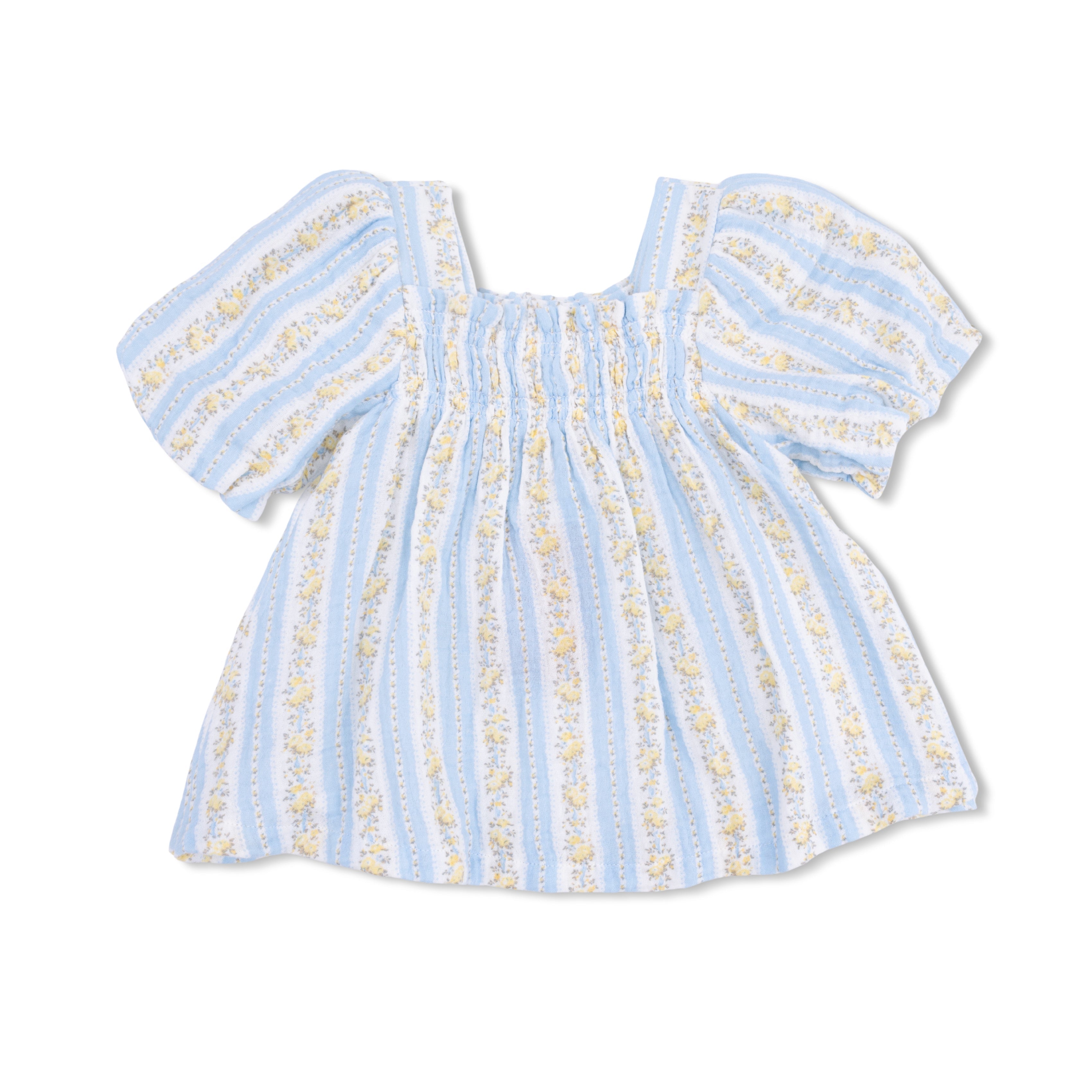 Odalys Floral Stripe - Puff Sleeve Dress With Bloomer