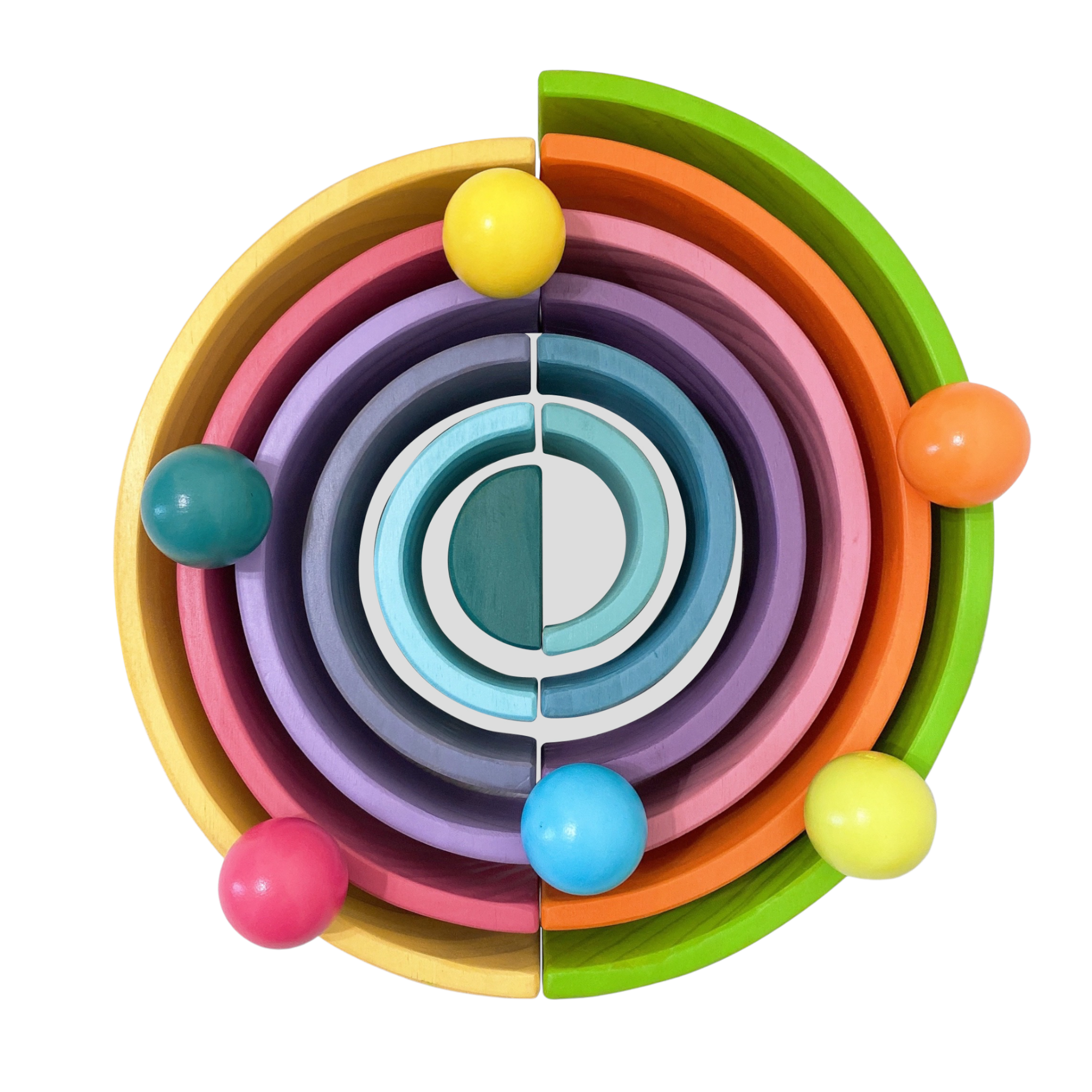 6 Pcs Wooden Balls In Pastel/macaron Colors Diameter 1.8 Inches