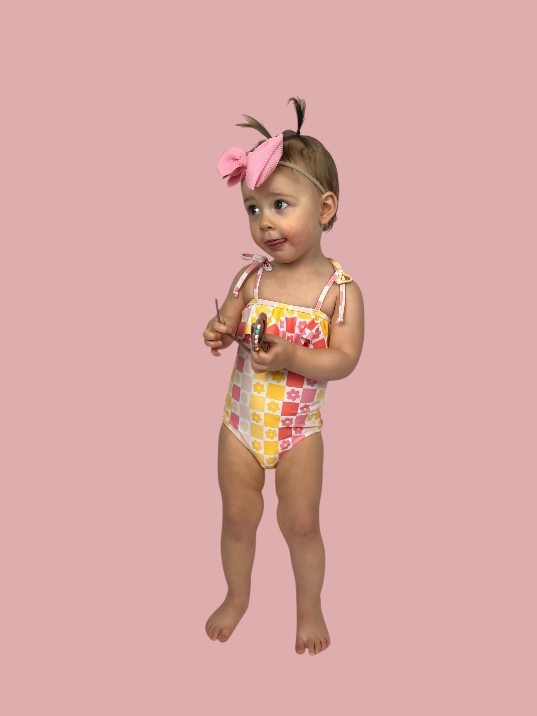 Summer Sunset Checkers Dream One Piece Swim Suit