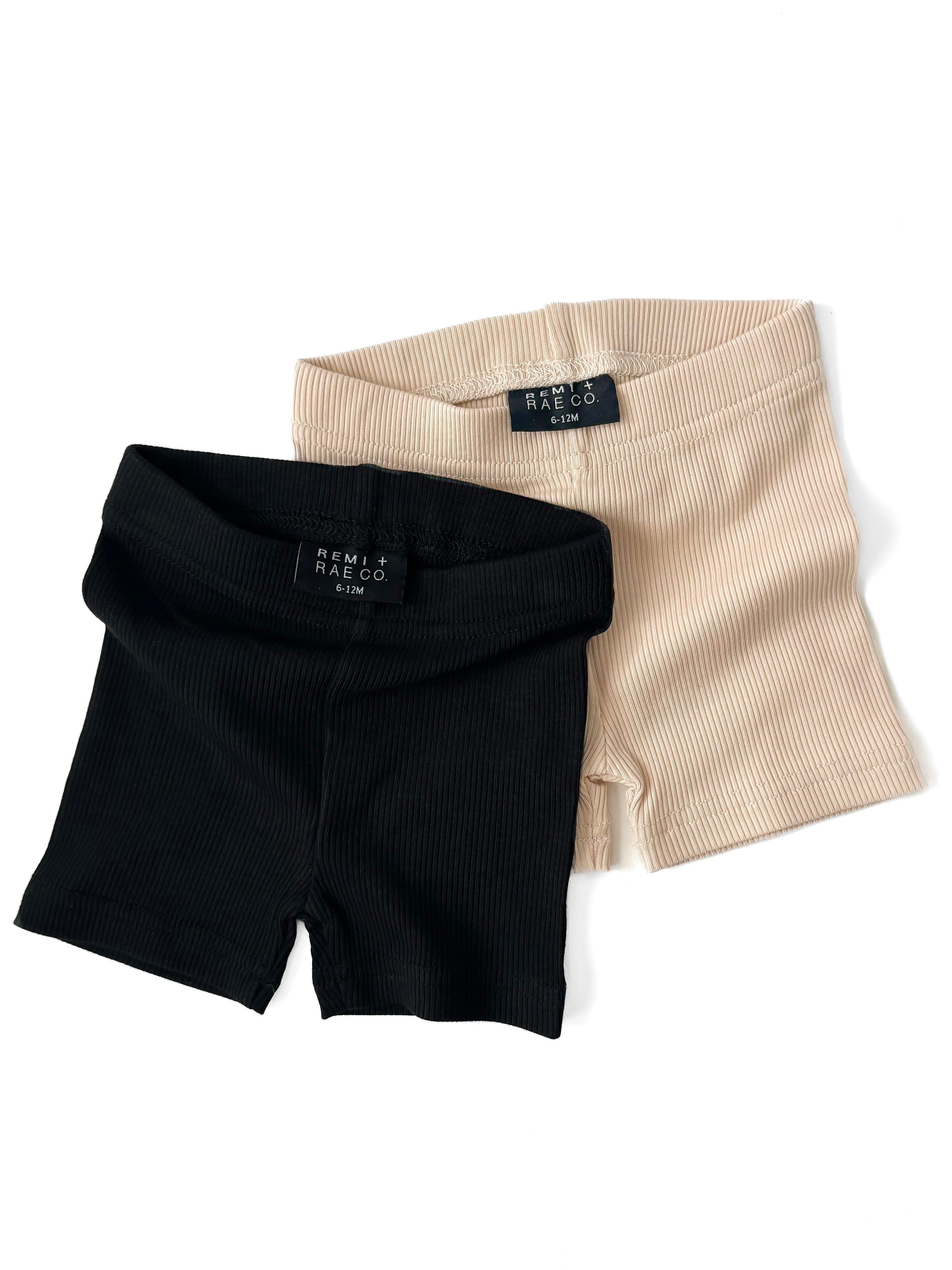 Bamboo Ribbed Biker Shorts - Sand