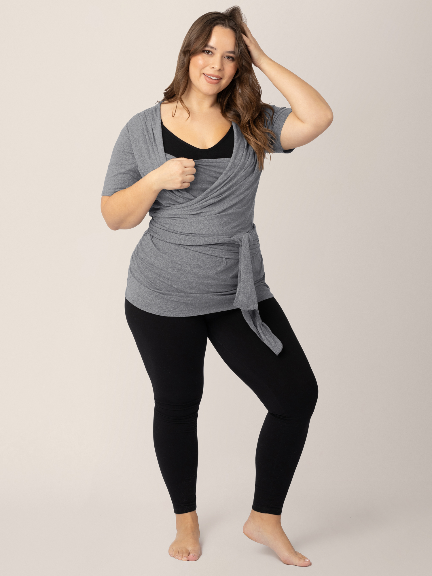 Organic Cotton Skin To Skin Wrap Top | Charcoal Grey Heather