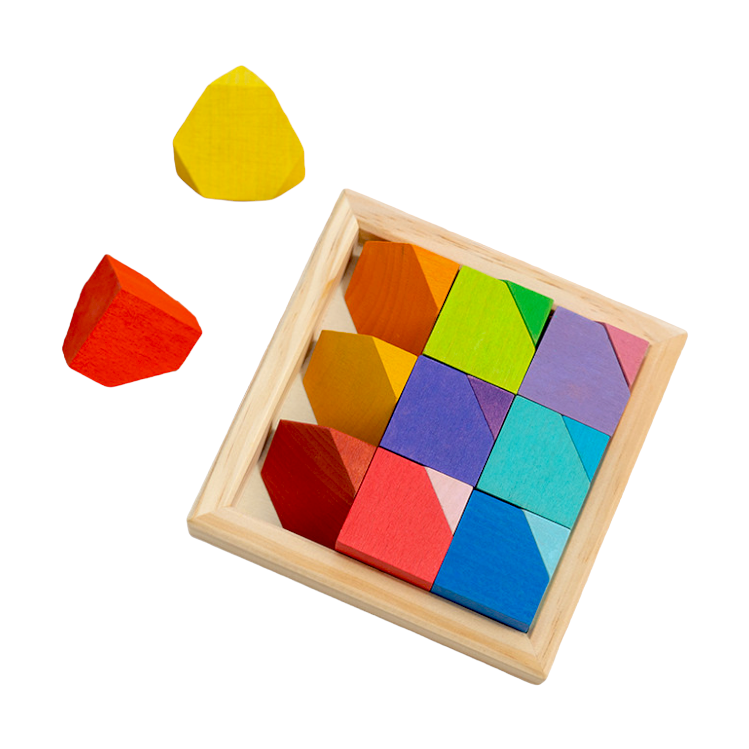 18 Pcs Wooden Cornerstone Building Blocks Set In Primary Rainbow Colors