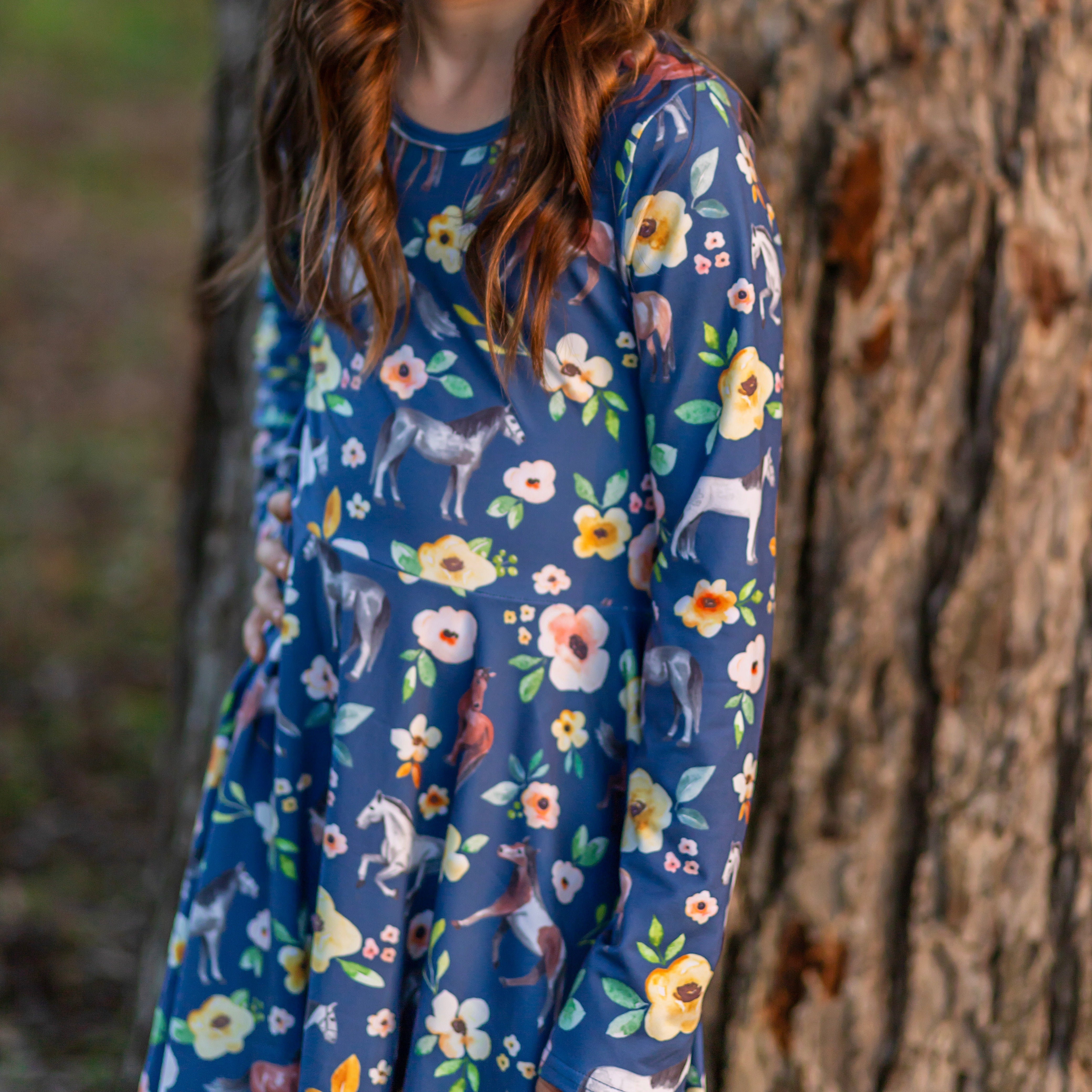 Horse Floral Twirl Dress