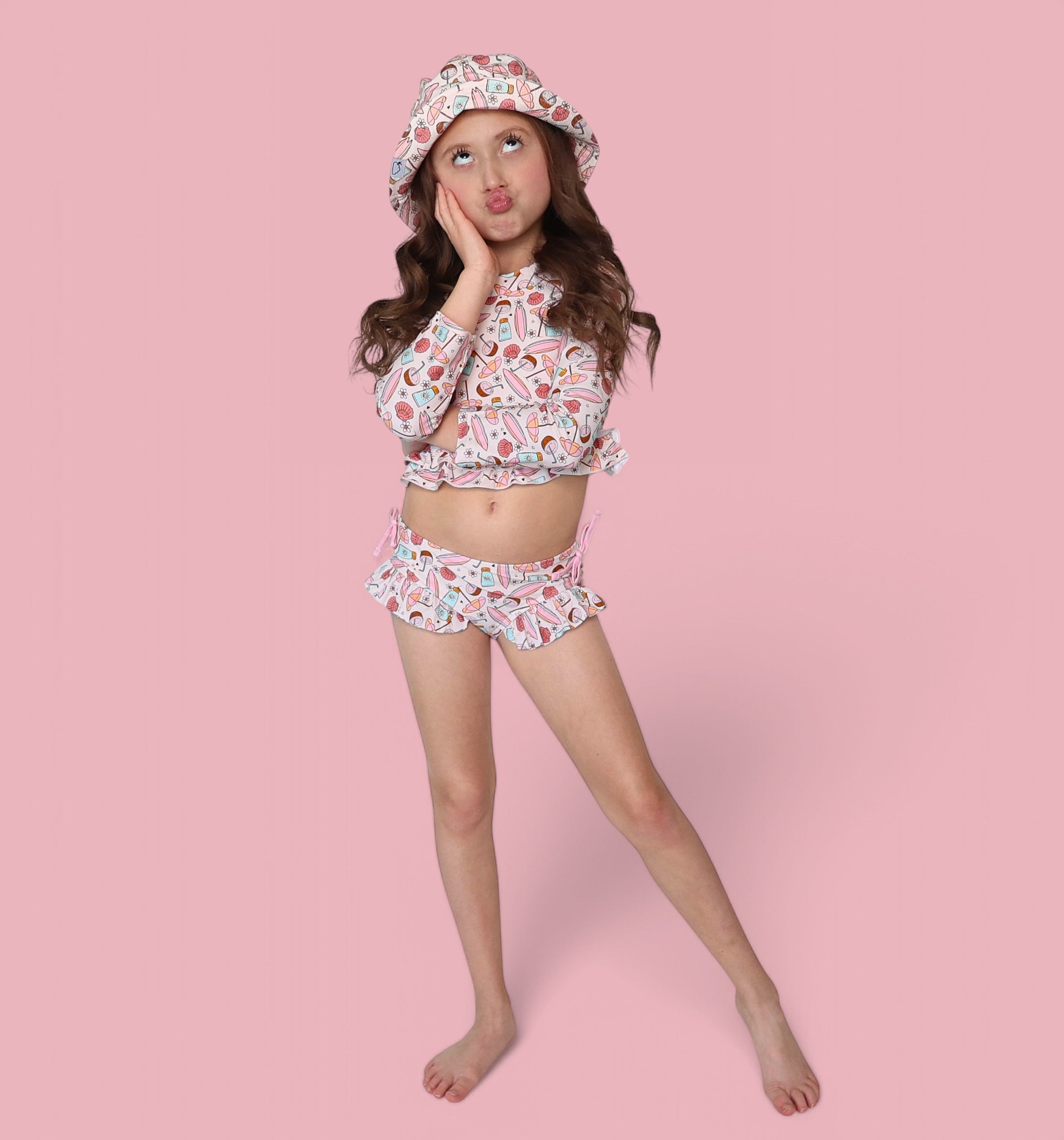 Fun In The Sun Dream Two-piece Rash Guard Ruffle Swim Suit