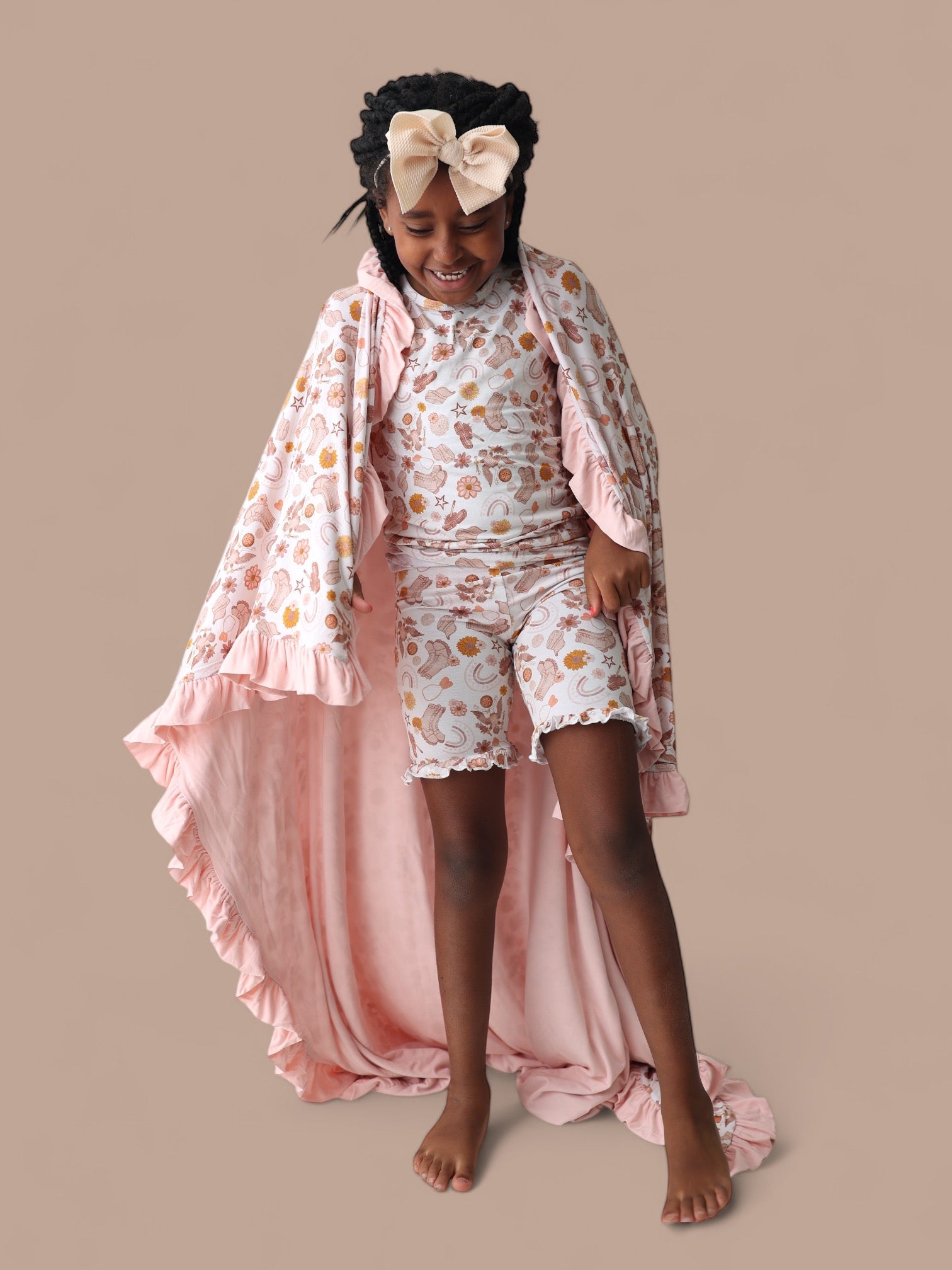 Flowers And Boots Dream Ruffle Short Set