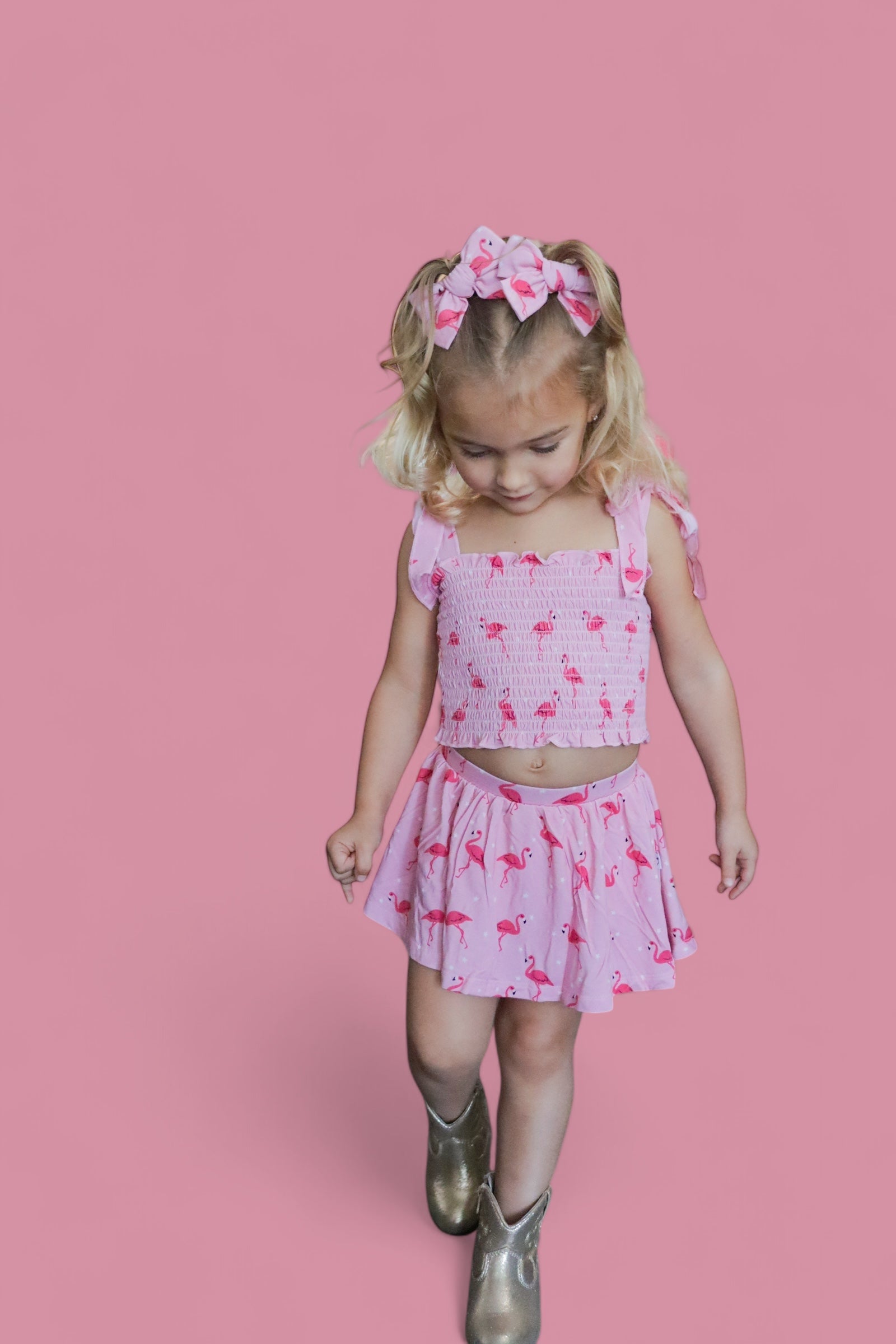 Flocking Flamingos Dream Bow Hair Clips