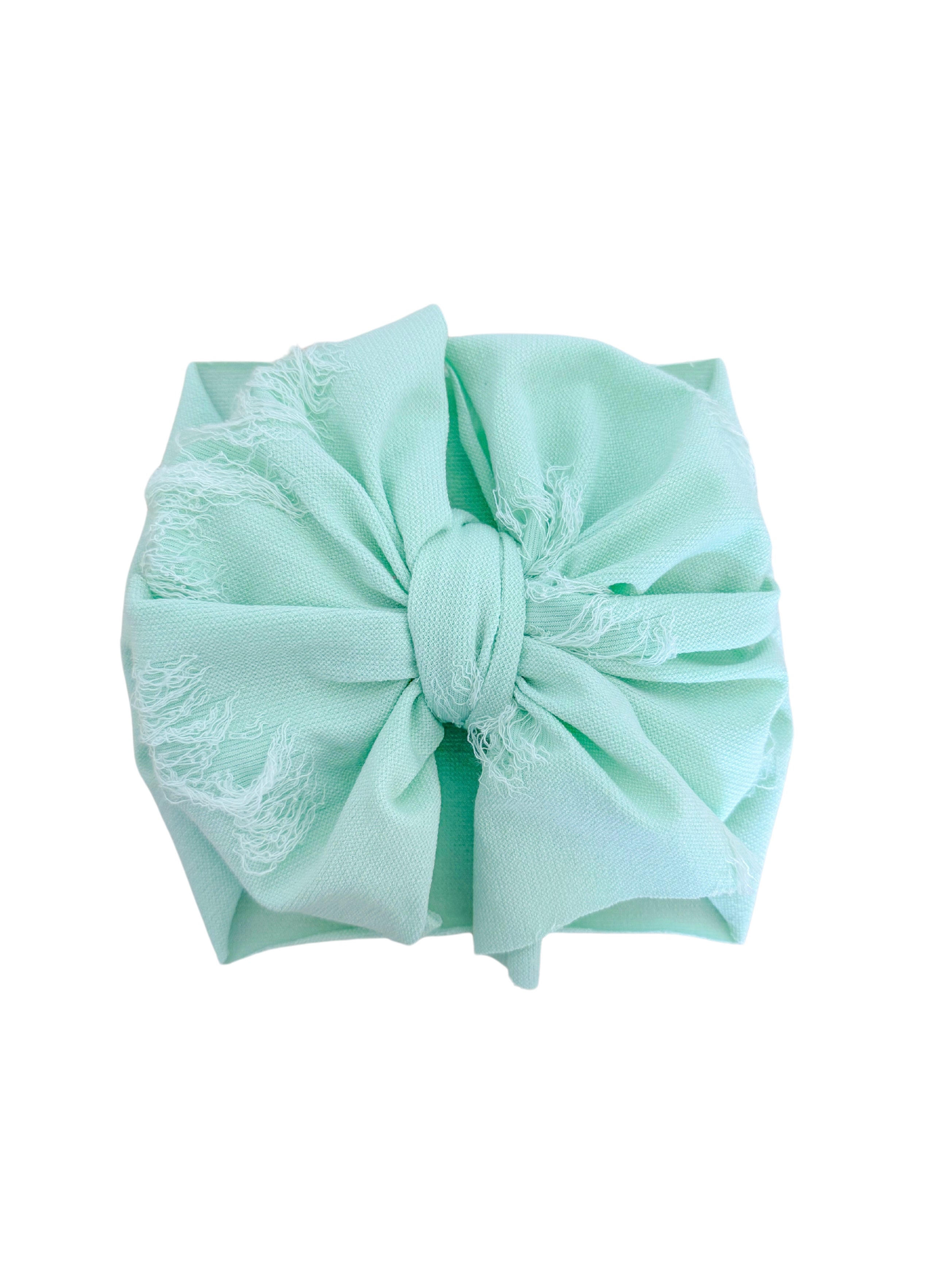 Distressed Headwrap Bow- Mint