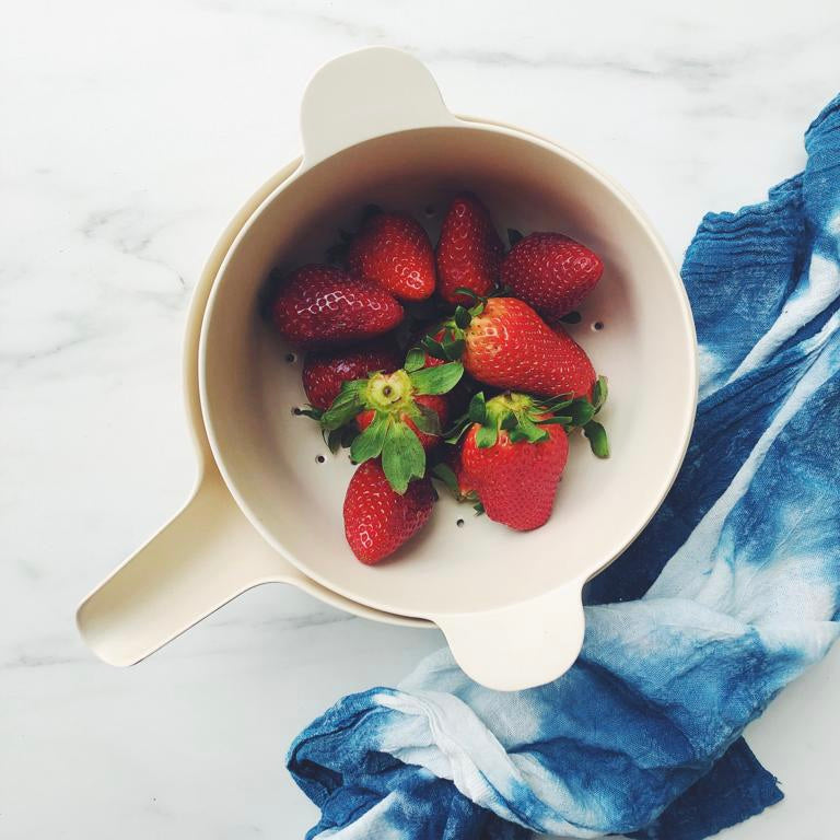 Small Mixing Bowl And Colander Set - Off White