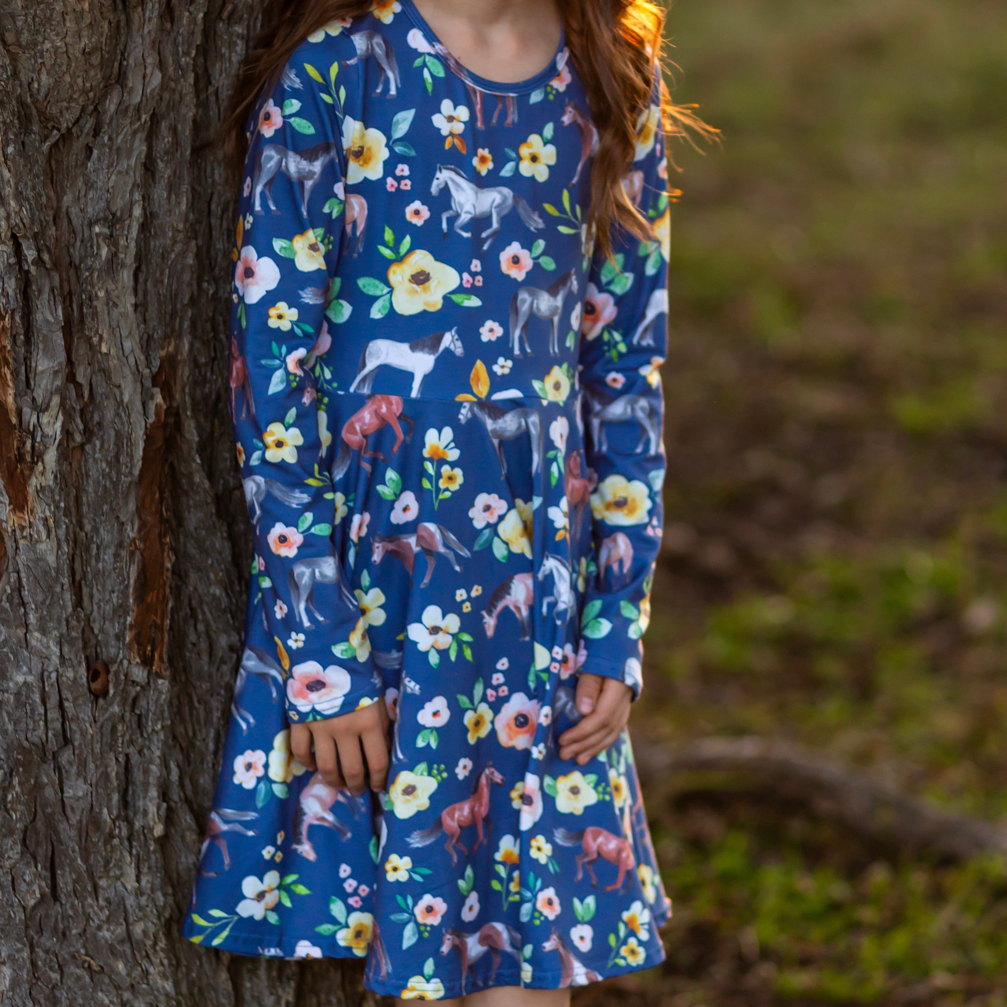 Horse Floral Twirl Dress