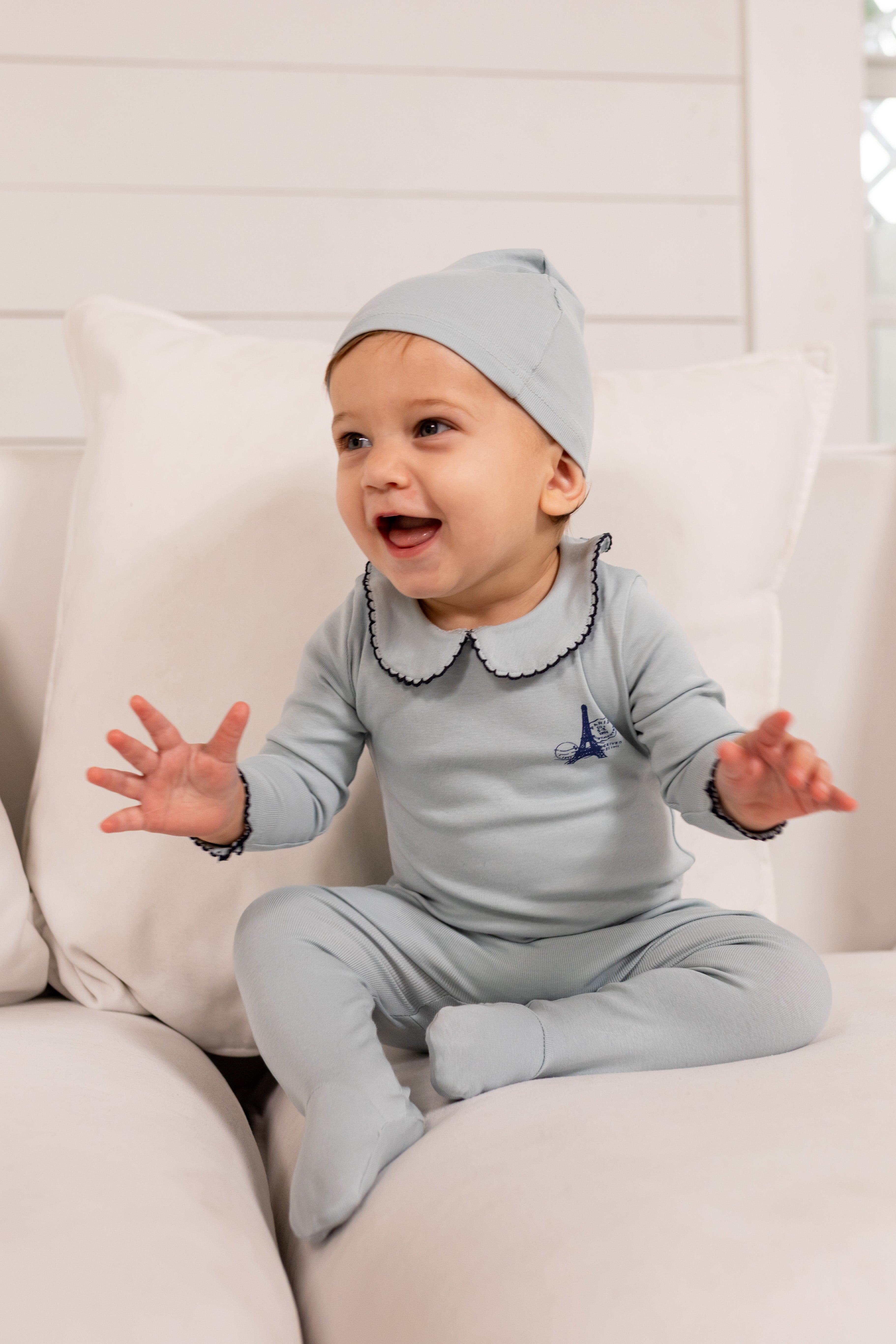 French Grandpa Footie- Blue