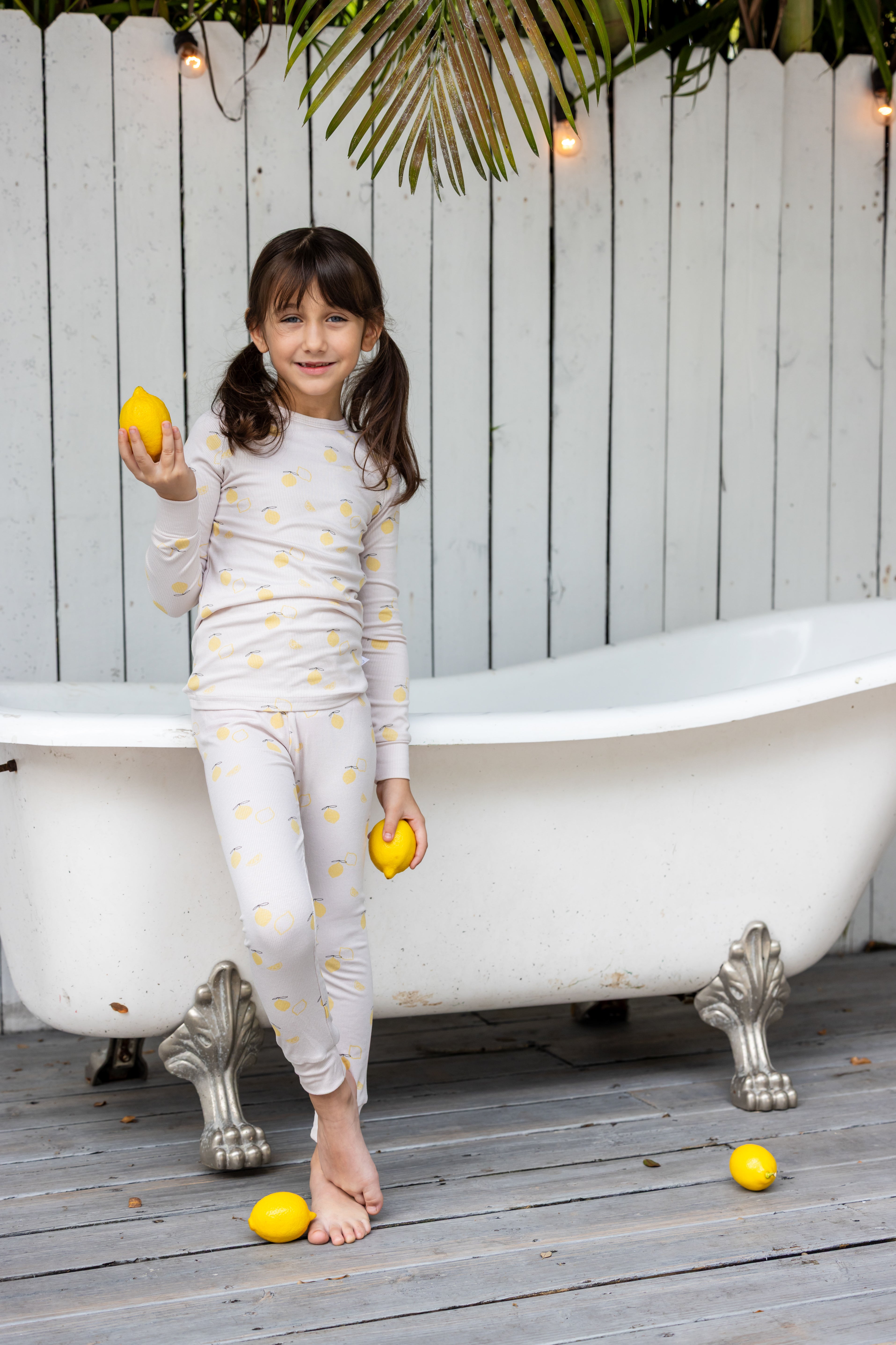 Lemon Print Pj- Pink