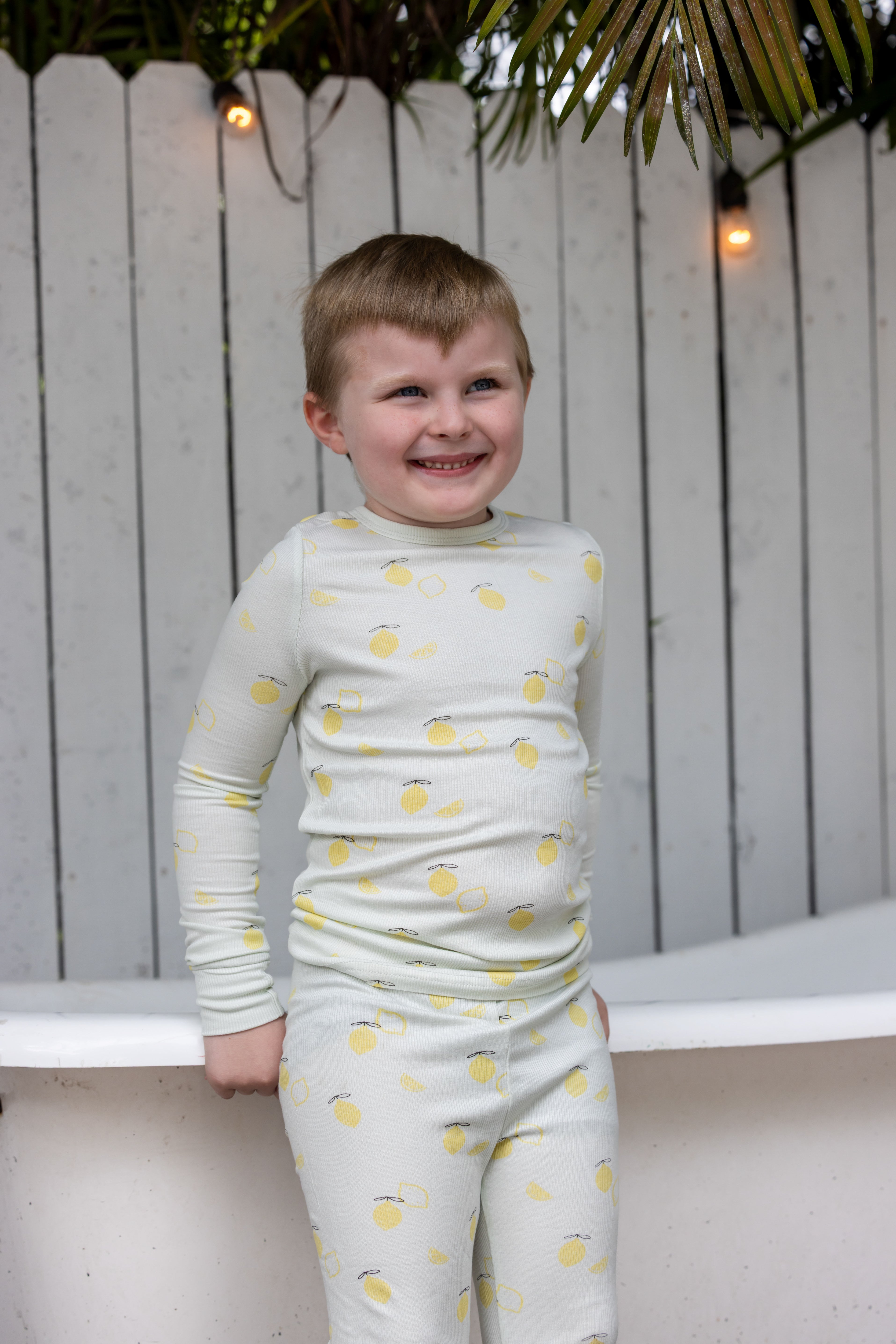Lemon Print Pj- Mint