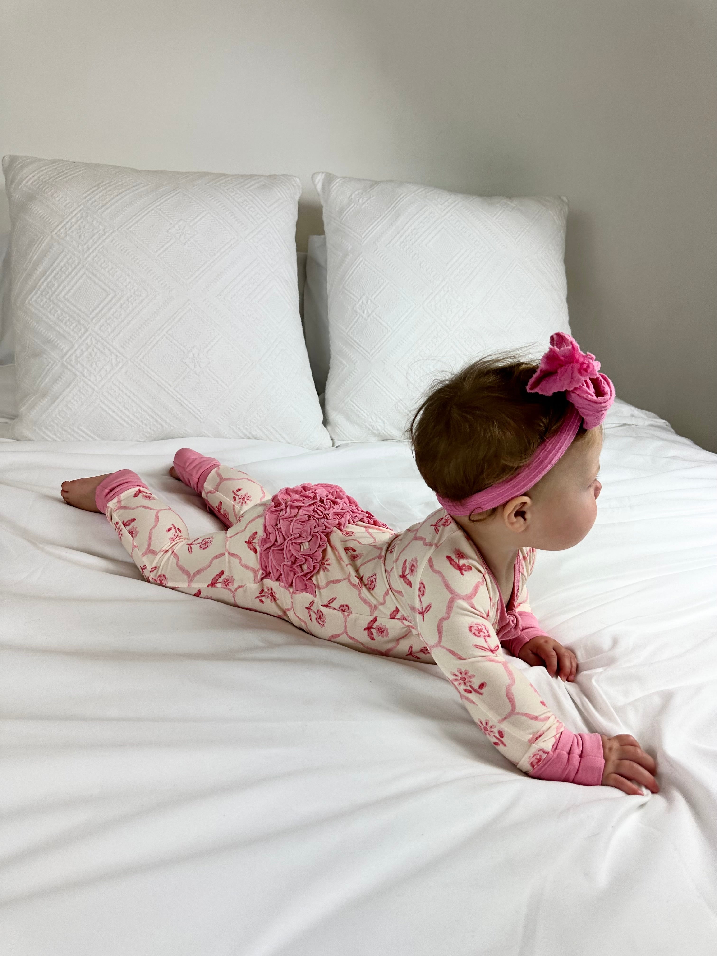 Blush & Bloom - Zipper Footie Pajamas