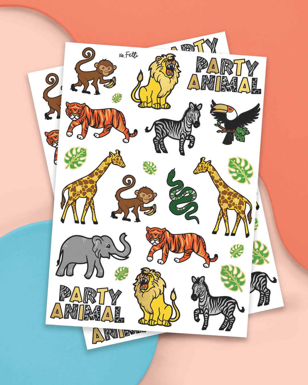 Party Animal Tats - 30 Foil Temporary Tattoos