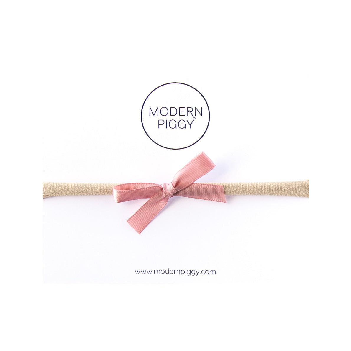 Dusty Rose | Mini Ribbon Bow - Nylon Headband