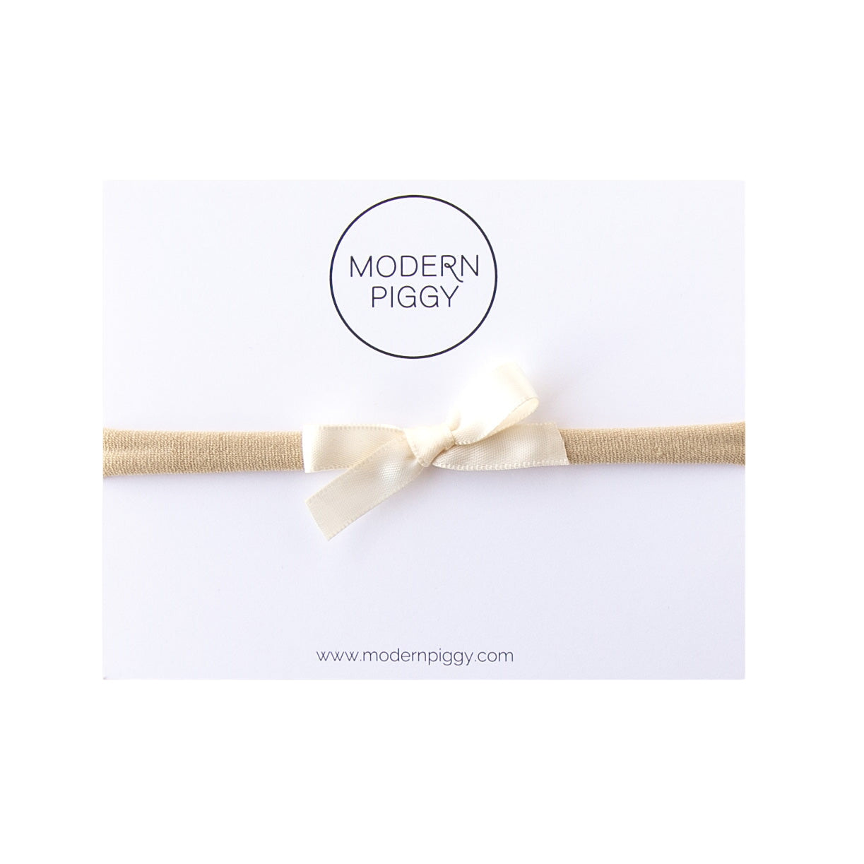 Ivory | Mini Ribbon Bow - Nylon Headband