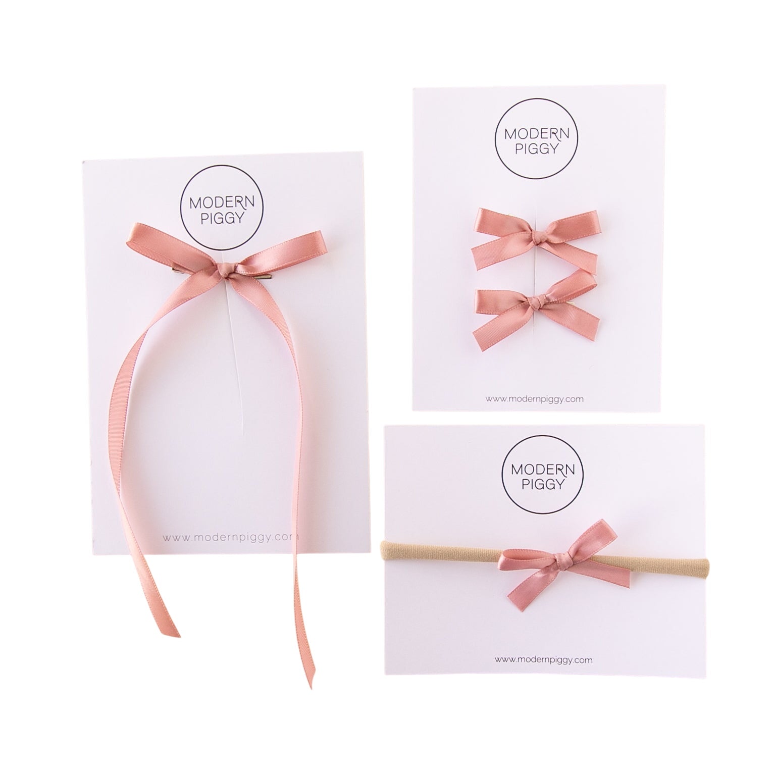 Dusty Rose | Mini Ribbon Bow Set