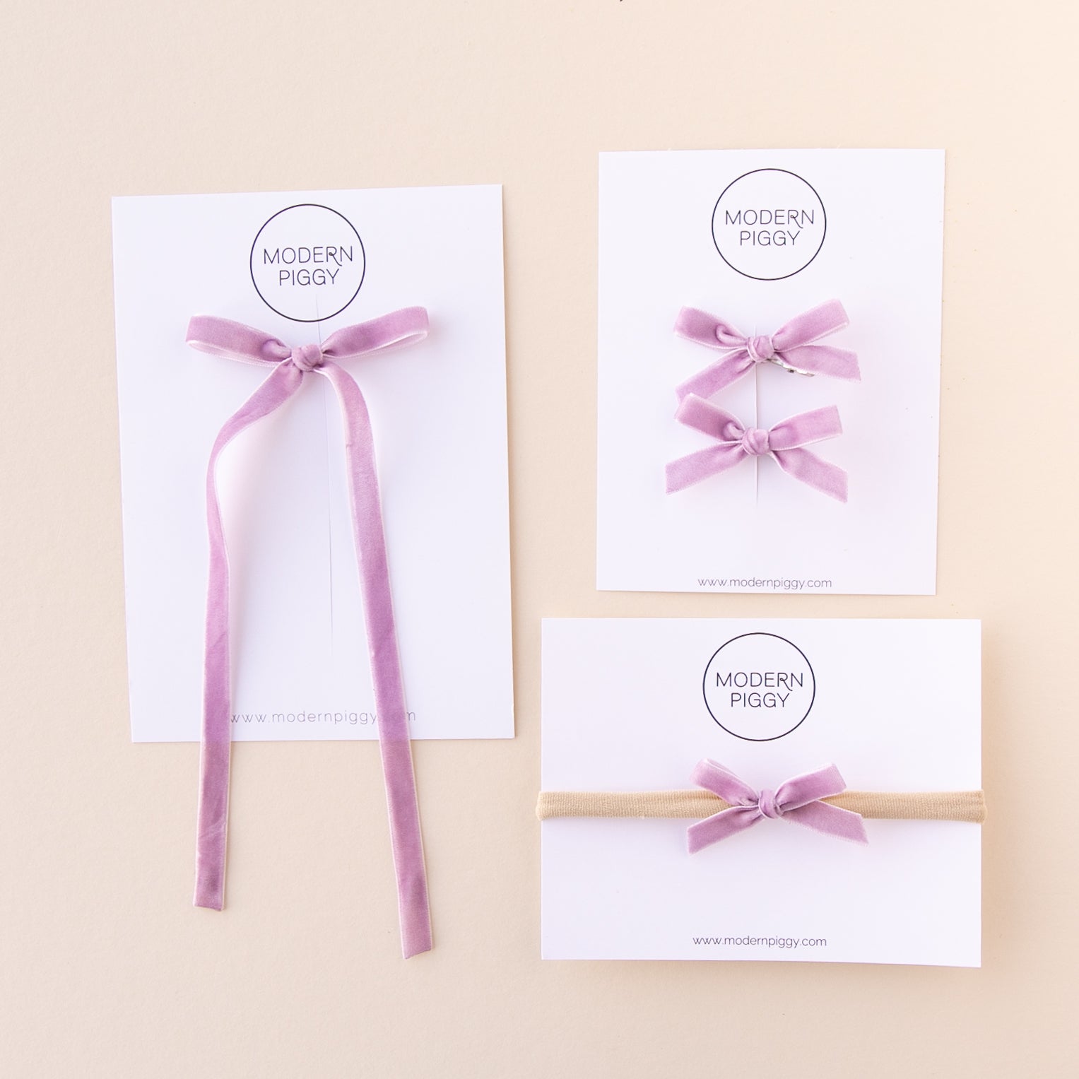 Vintage Lavender | Mini Ribbon Bow - Nylon Headband